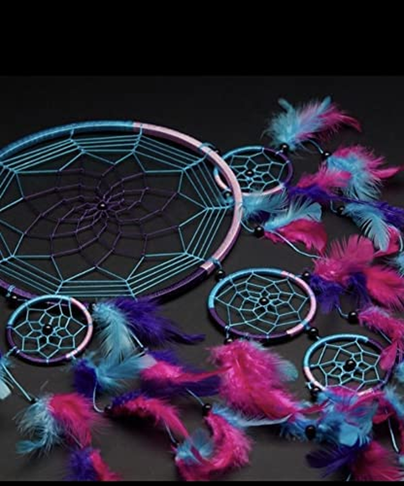 Dream Catcher Wall Hanging Large Multi Colour Handcrafted Dreamcatcher Traditional Style Decoration Coloured Feathers 27Cm X 80Cm image number 3