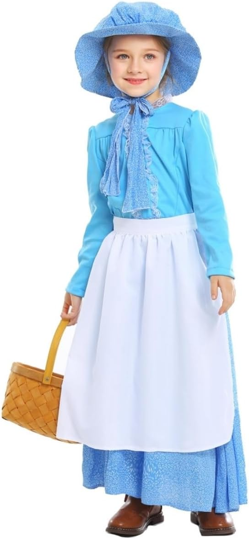 Costume Bay Pioneer Olden Days Costume Pilgrim Frontier Colonial Victorian Book Week Historical Dress Cotton Material School Event Educational Play Attire