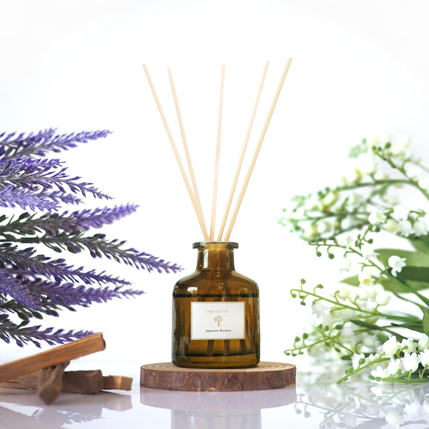 Pristine Japanese Ryokan Reed Diffuser for Home | Fresh Lavender, Moroccan Amber Reed Diffuser Set, Oil Diffuser & Reed Diffuser Sticks-Home Office Decor-Fragrance Gift image number 1