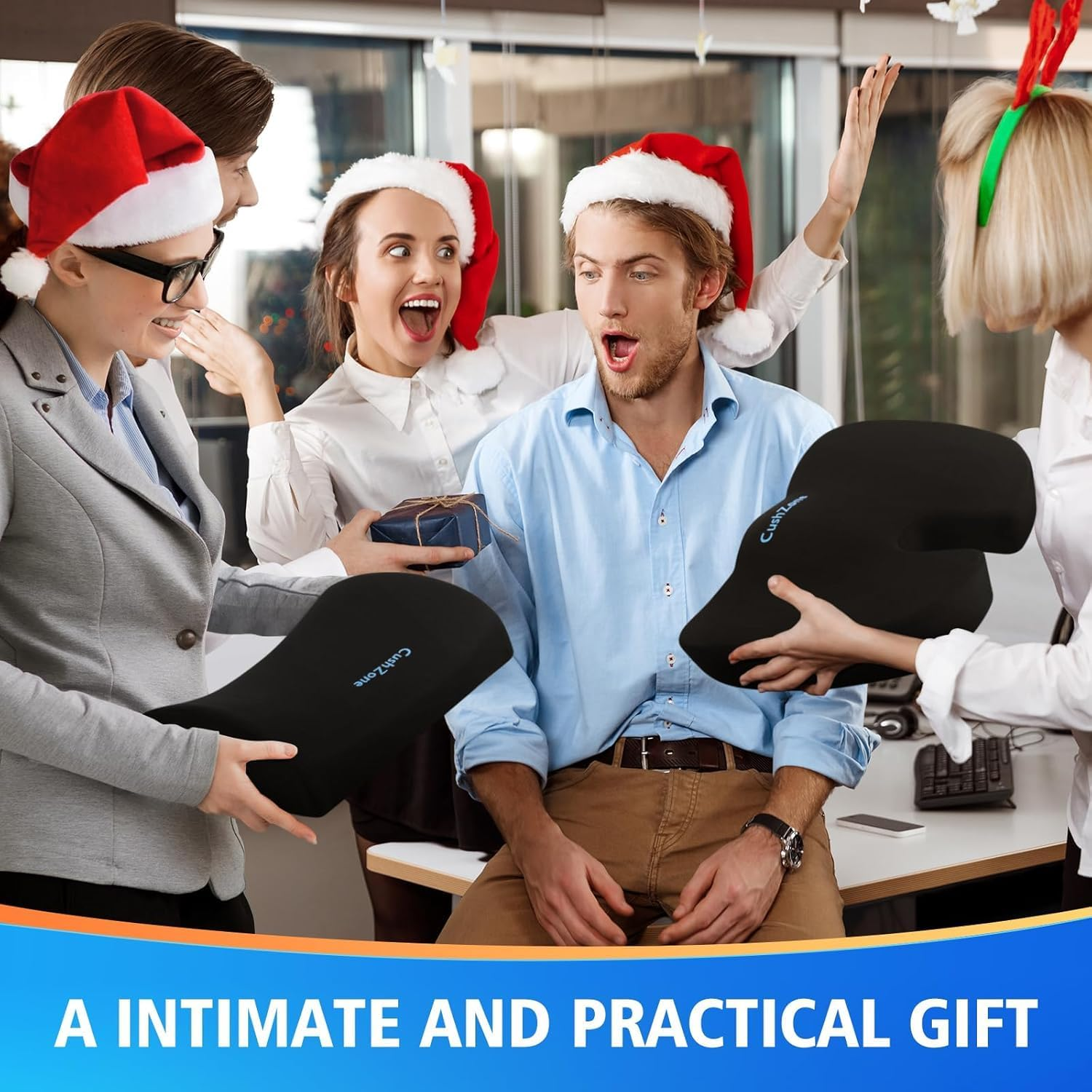 Seat Cushion, Lumbar Support Pillow with Adjustable Strap-Chair Cushions for Sciatica Pain Relief-With Washable Cover for Car, Travel and Wheelchair (Black) image number 5