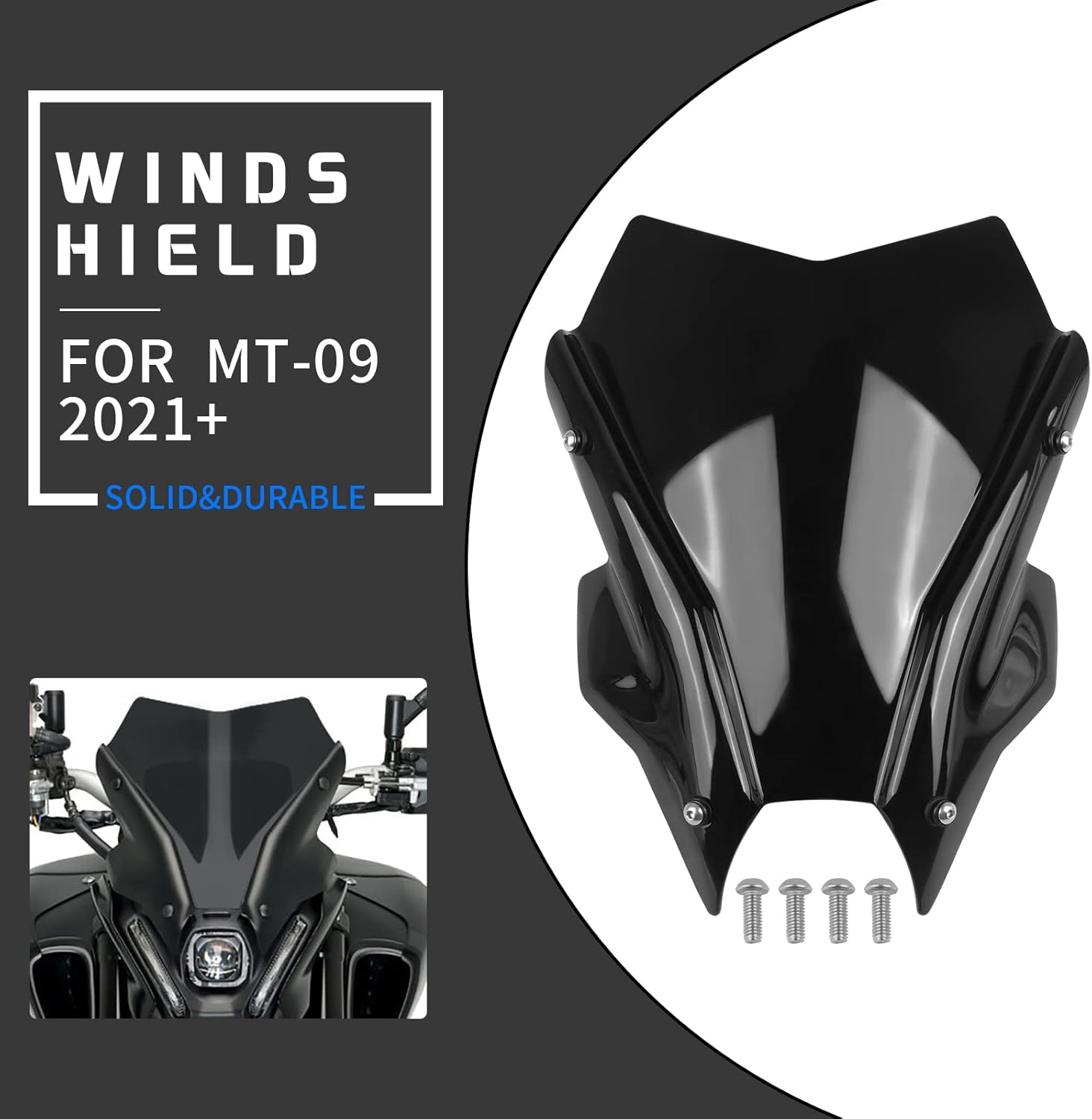 BAIONE Motorcycle Windshield Windscreen Replacement for YAMAHA MT-09 MT09 SP FZ09 FZ-09 2021 2022 2023 Wind Deflectors Protection Black image number 3