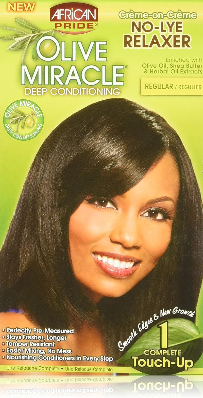 African Pride Olive Miracle Deep Conditioning No-Lye Relaxer Kit Regular