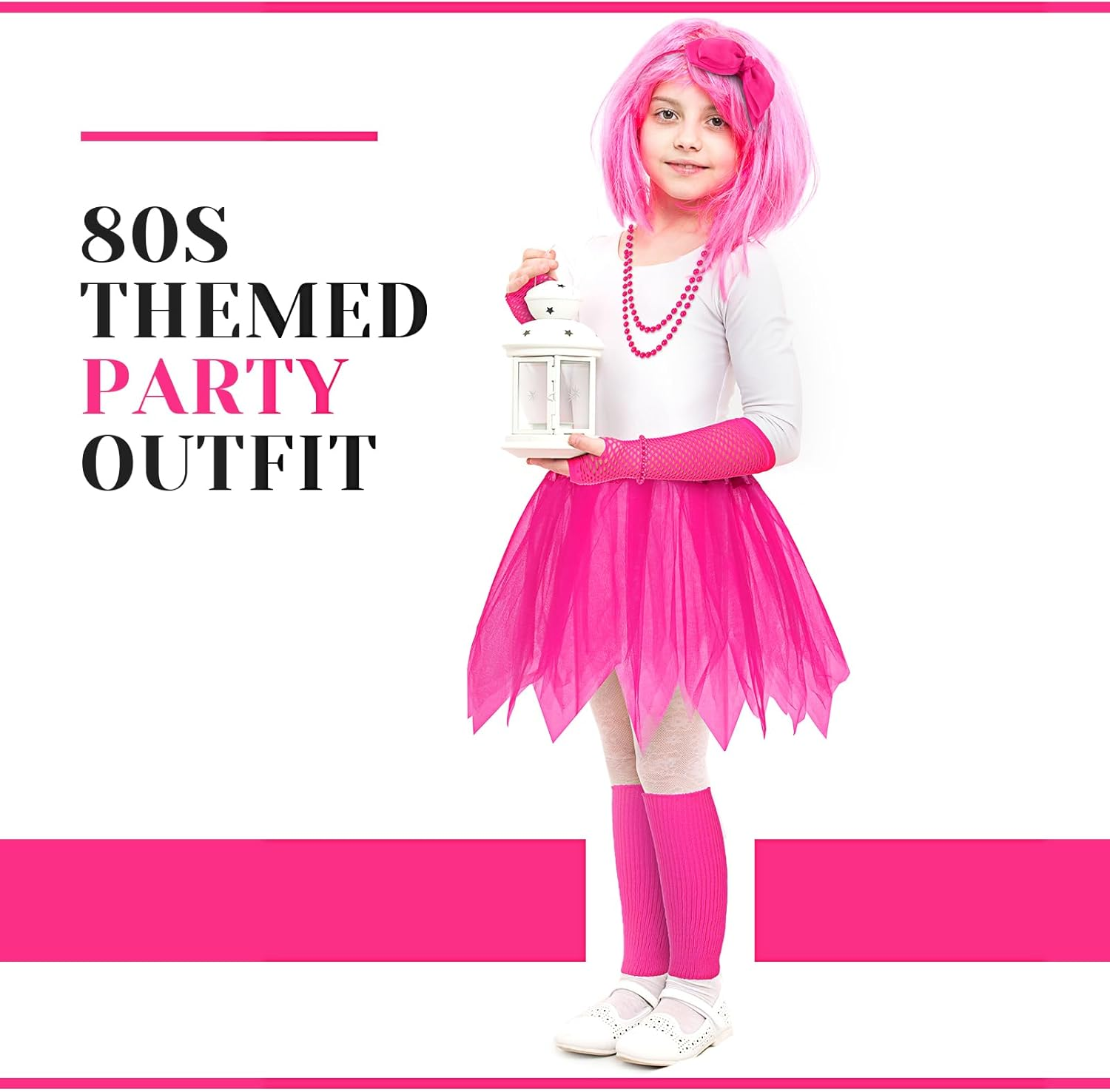 Boyiee 10 Pcs 80S Costume Accessories for Girls 80S Outfit Christmas Costume for Kids Cosplay 1980S Theme Retro Party image number 4