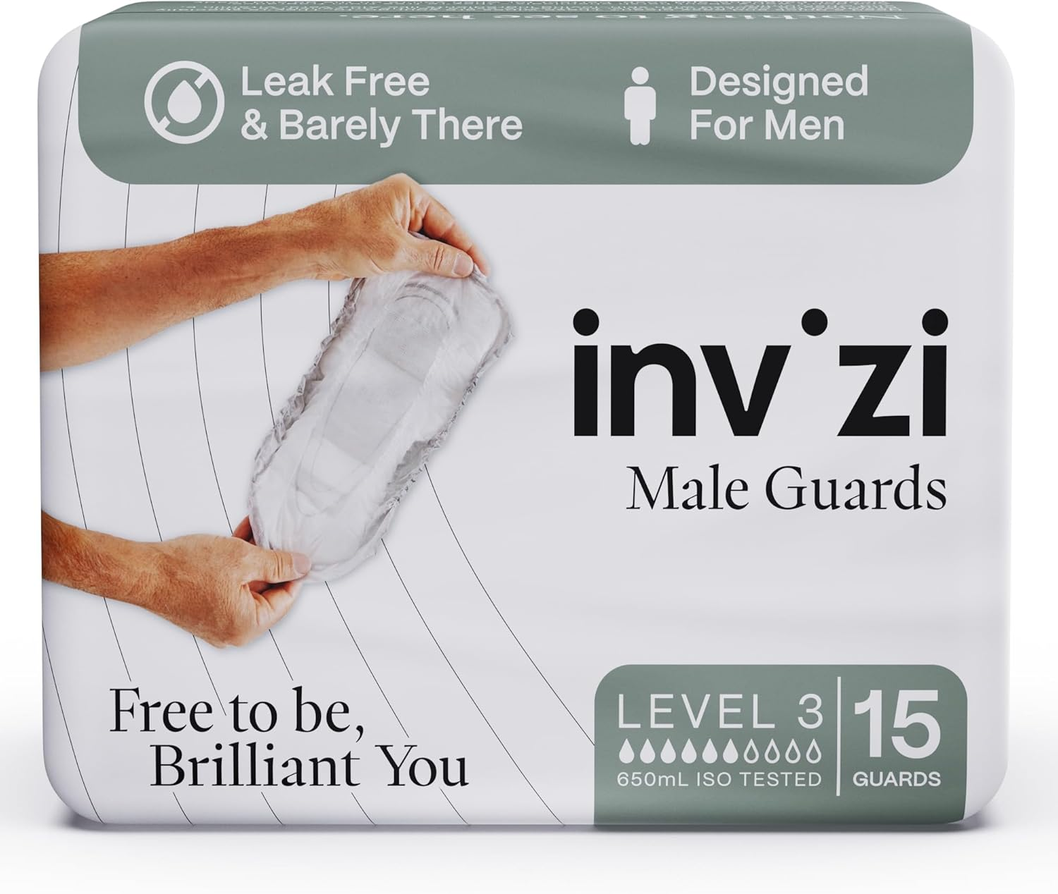Invizi Male Guards Level 3 &ndash; Incontinence Pads for Men with High Absorbency, Odour & Leak Protection, Secure Fit for Comfort & Confidence &ndash; Discreet Male Incontinence Guard (15 Count) image number 2