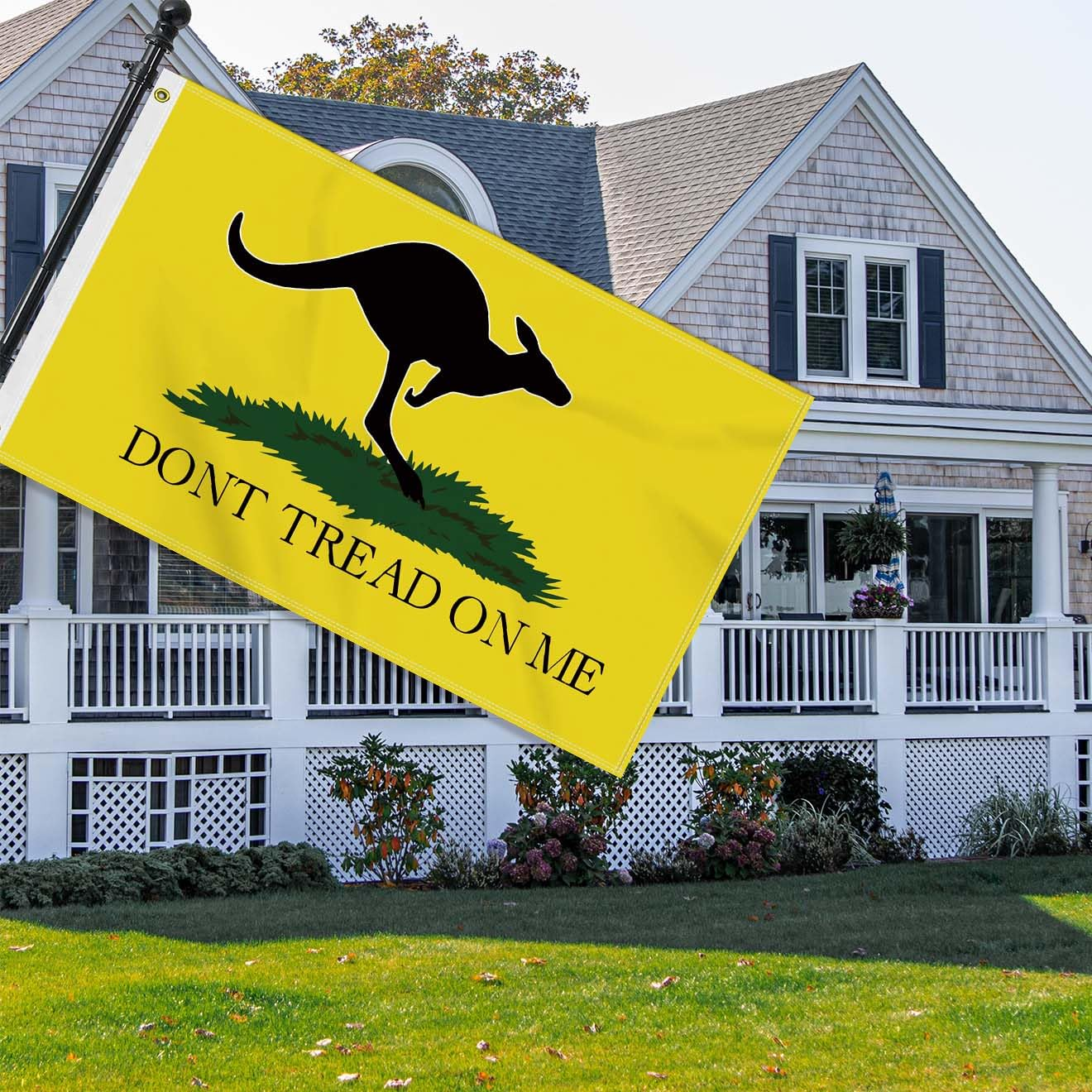 Large 3&times;5 FT Dont Tread Kangaroo Flag, Big on Me Yellow Snake100D National Outdoor Banner,Decorgarden with Brass Gromment image number 2