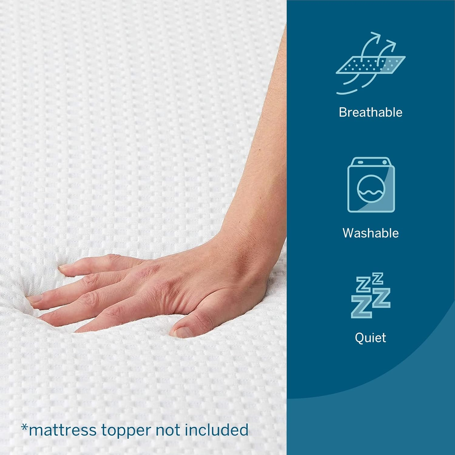 Lucid 2 Inch Mattress Topper Cover - Breathable, Washable, Non-Slip, Zippered - Twin XL, White image number 1