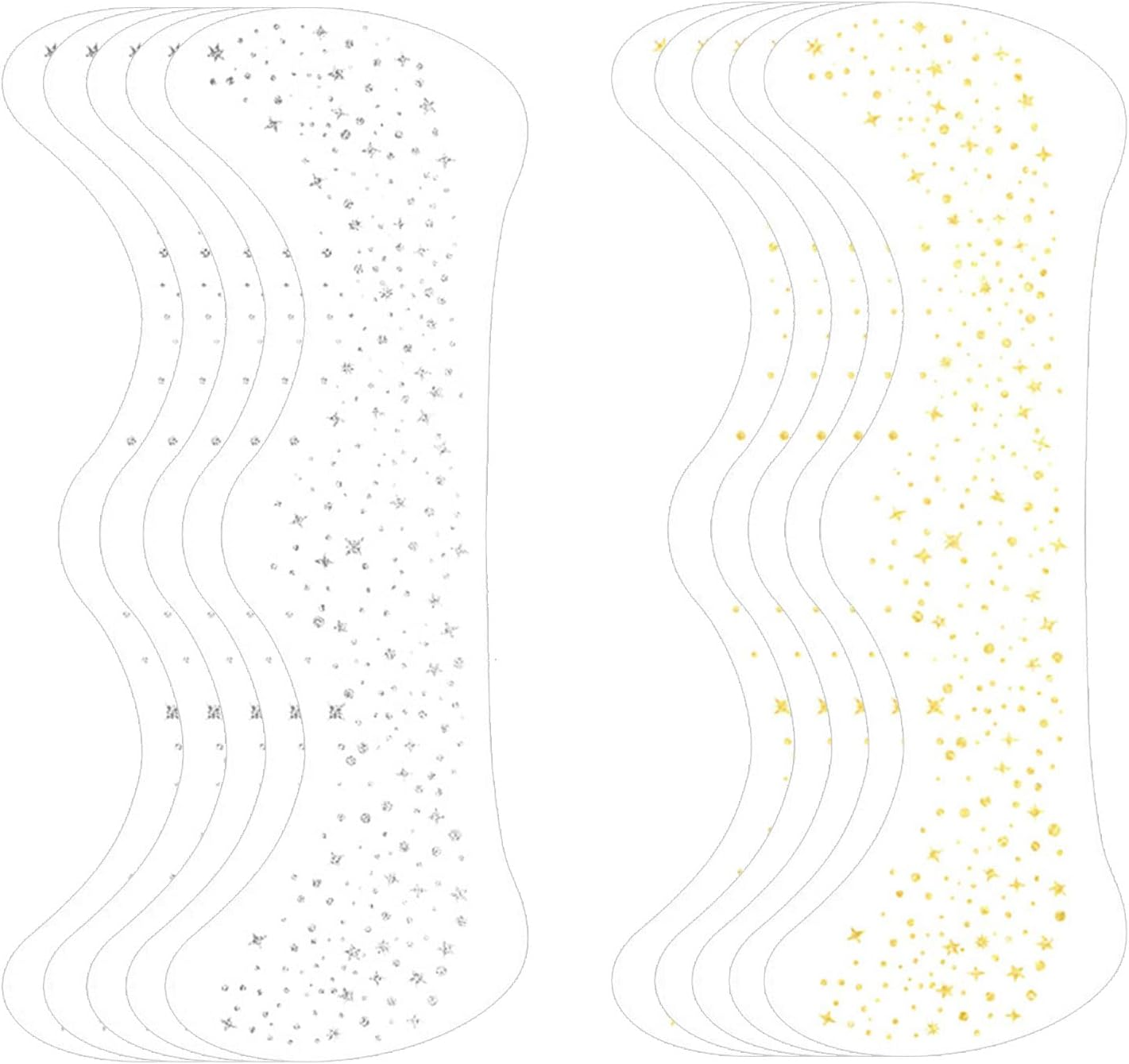 Xolixorium 10Pcs Glitter Freckles Face Tattoo - Gold & Silver Speckles Makeup Patches for Festival/Cosplay/Photo Shoots image number 2