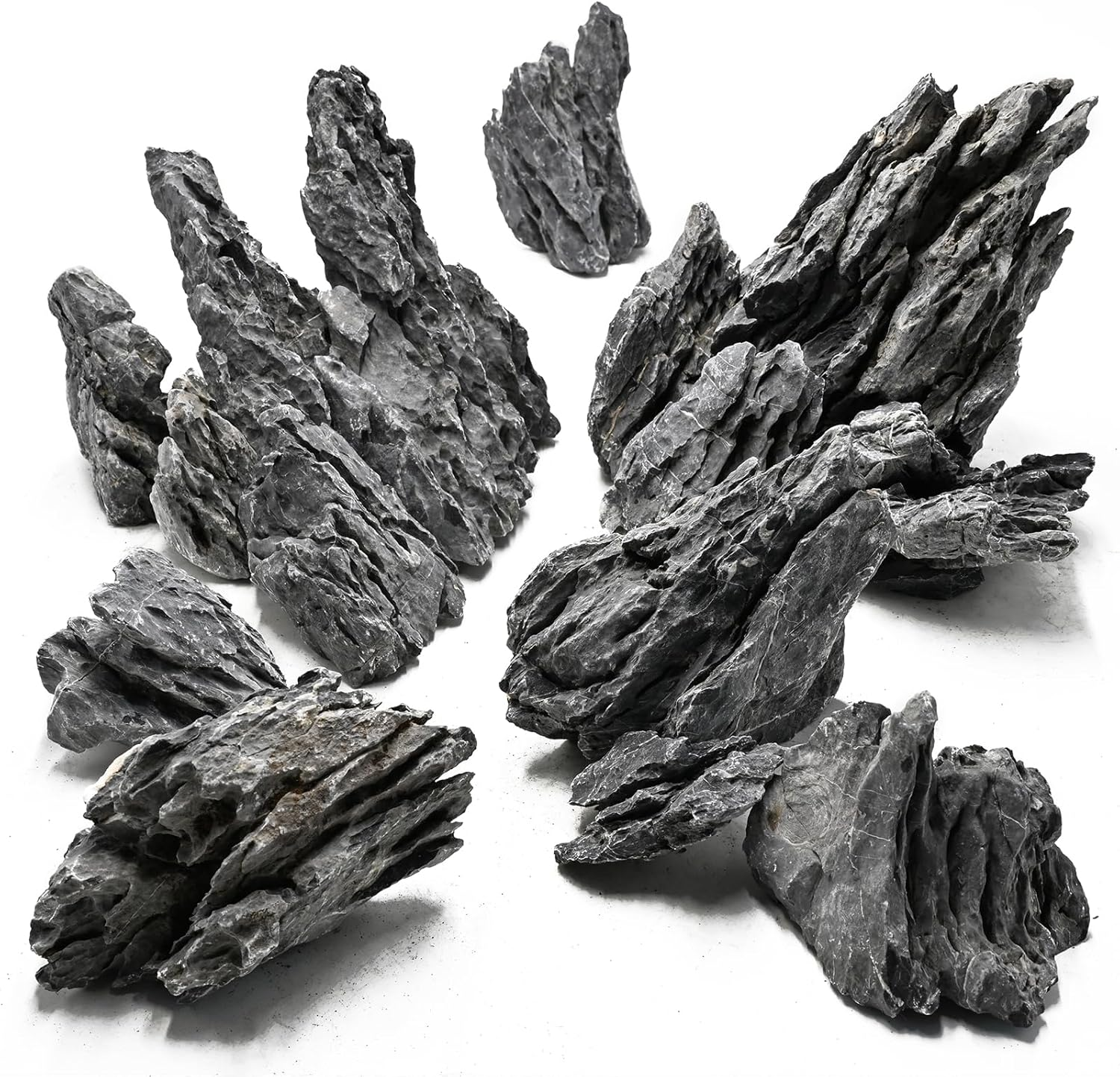 Unocho Seiryu Rock Stone 11LB Natural Slate Stone Rocks 3 to 8 Inches Fish Tank Decor Rocks for Aquariums Landscaping Model Tank Decoration Aquarium Miniature and Fairy Garden Fish Tanks image number 3