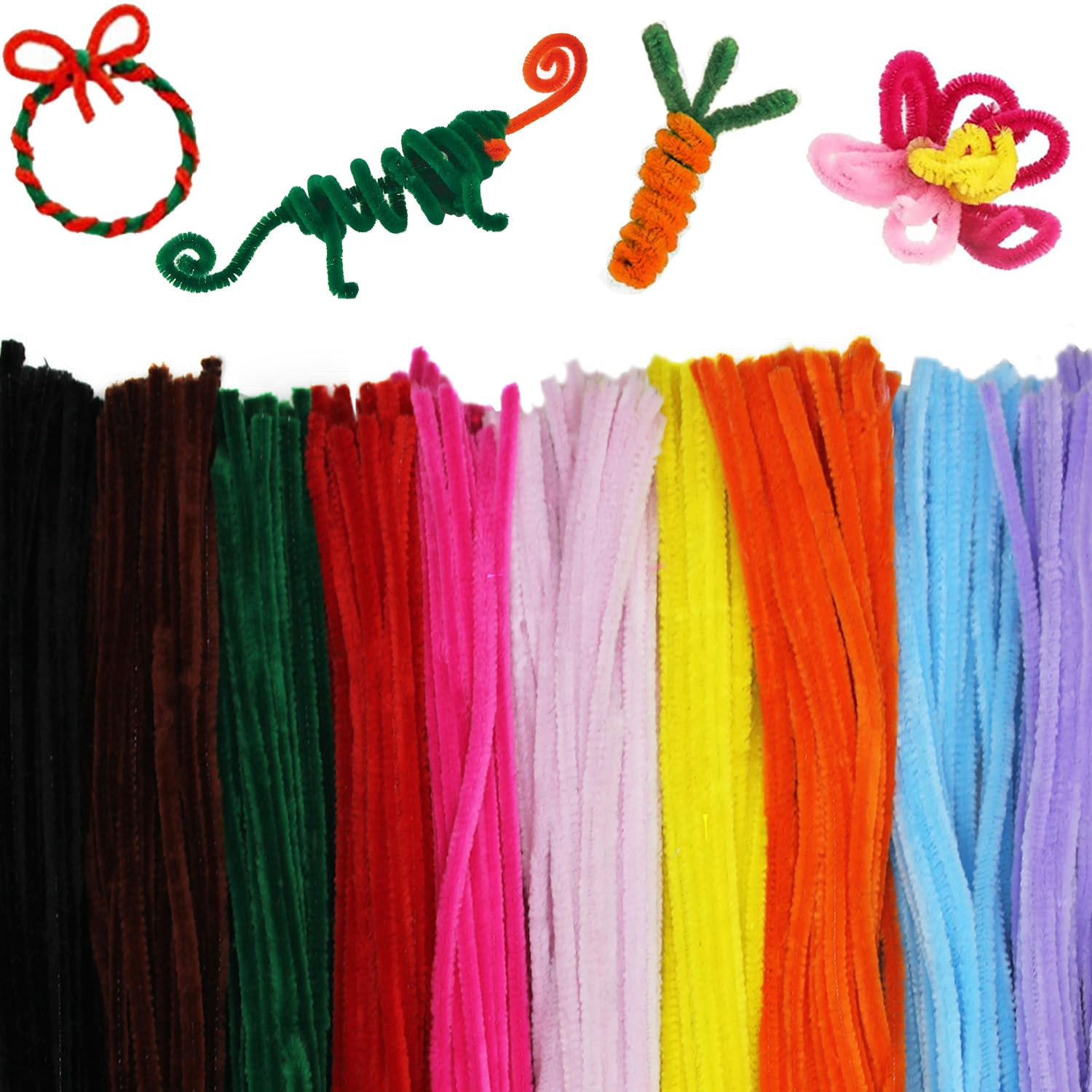 1000Pcs Pipe Cleaners, Betterjonny 10 Assorted Colors Pipe Cleaners for Crafts 12In Long Pipe Cleaners Colored Art and Craft Supplies for DIY Art Creative Crafts Decorations (10 Colors) image number 2