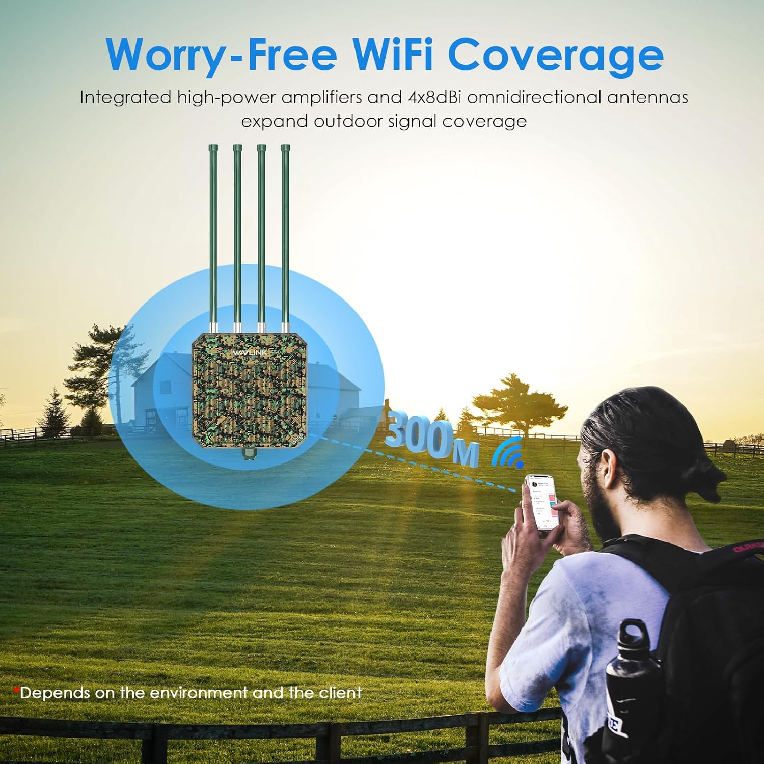 WAVLINK Wifi6 Outdoor Mesh Router/Ap/Repeater, Dual Band 2.4G+5G AX1800 Long Range Outdoor Wifi Mesh Extender with Poe/4X8Dbi High-Gain Antennas/Ip67 Weatherproof Enclosure/Signal Booster Amplifier image number 6