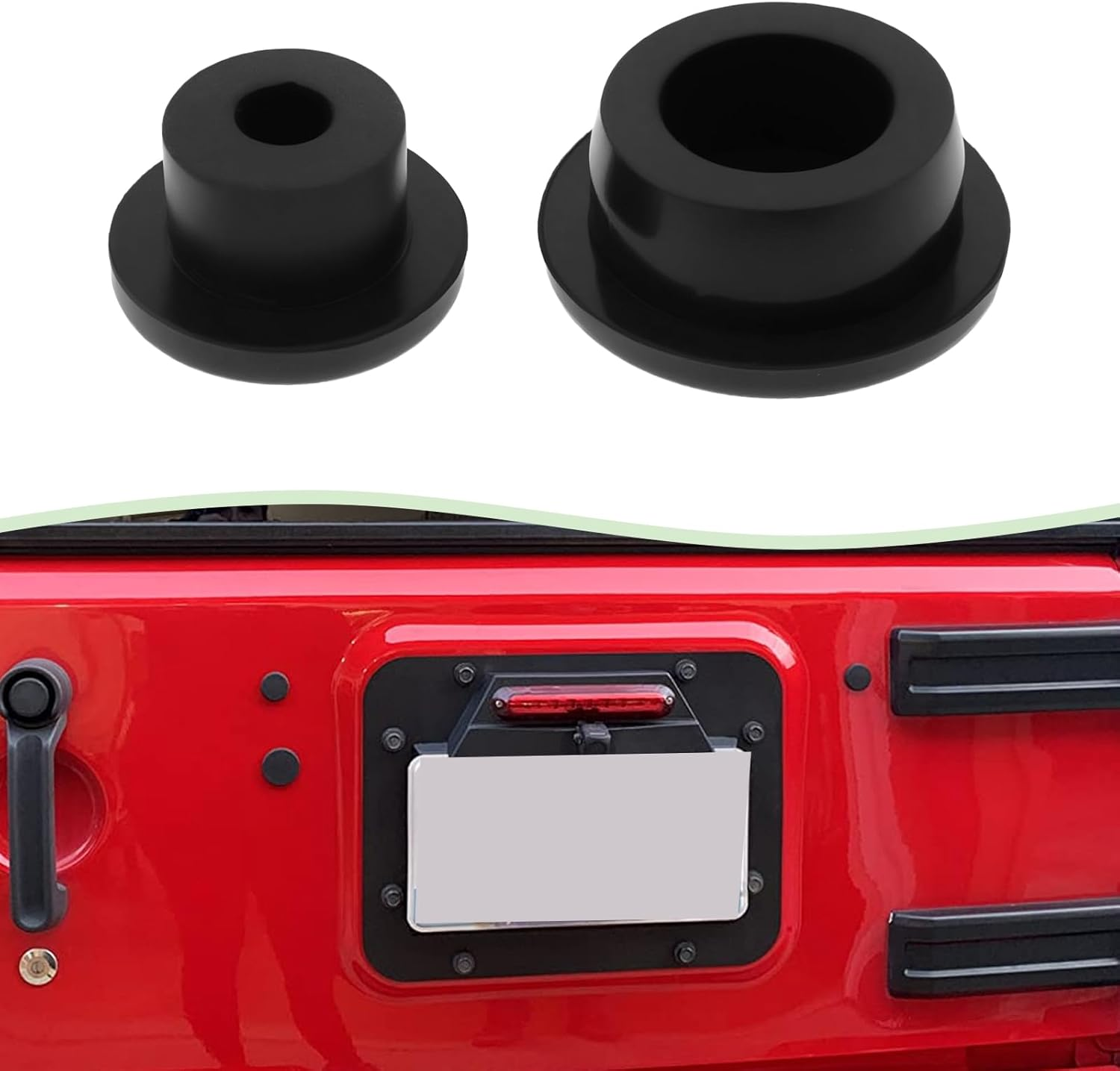 Emsea 6Pcs Replacement Wrangler Tailgate Plugs Compatible with Jeep Wrangler JK Spare Tire Delete Hole Filling Tailgate Rubber Plug image number 3