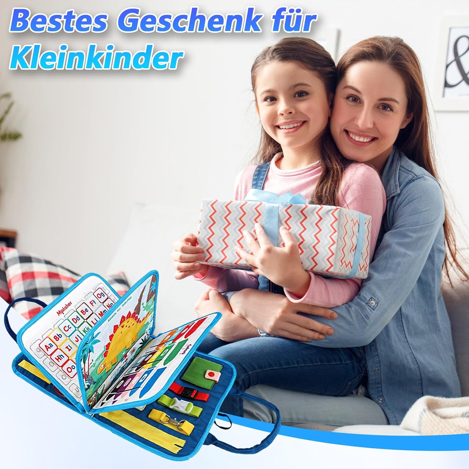 Beafaoo Busy Board Montessori Toy from 1 2 3 Years, Felt Animals Dinosaur Quiet Book, Sensory Busy Book, for Early Childhood Education, Child Education image number 1