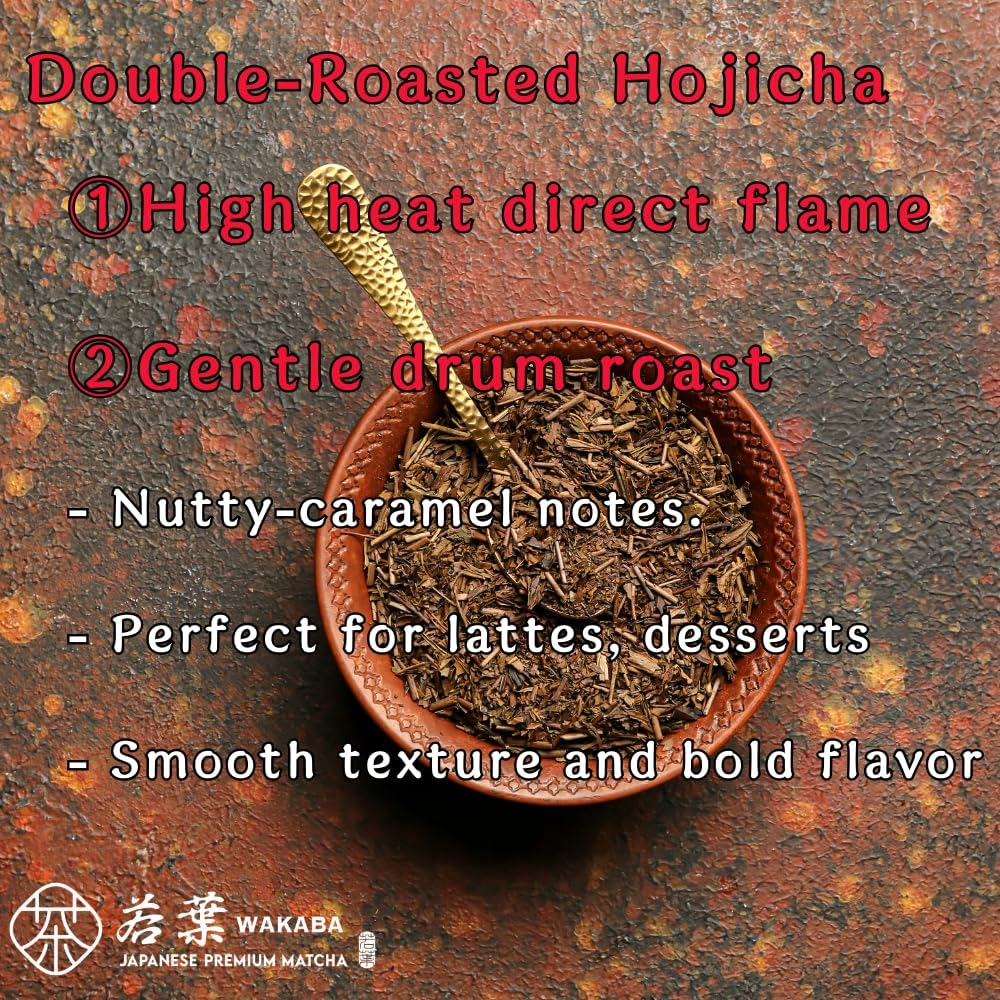 WAKABA Premium Organic Hojicha Powder 100G from Uji, Kyoto, Japan | Roasted Green Tea | for Latte, Baking, Cooking | Cafe Package