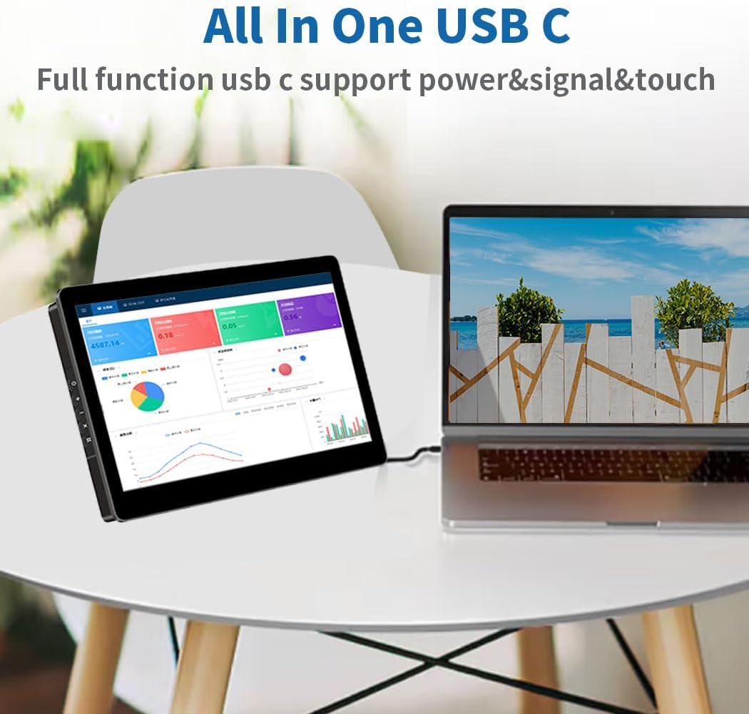 Portable Monitor Touchscreen,8.9 Inch Small Monitor for Computer| 1920 * 1200 |16:10|450Nits|Optical Bonding| HDMI/USB-C Port|Mini Display for Raspberry Pi Laptop Mini PC Mac image number 3