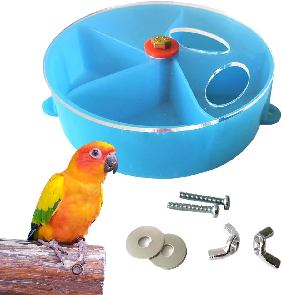 Bird Creative Foraging, System Wheel Seed Food Ball, Bird Foraging Toys,Creative Parrot Food Tray,Parrot Wheel Feeder, Compartmented Food Box for Small and Medium Parrots (Transparent)