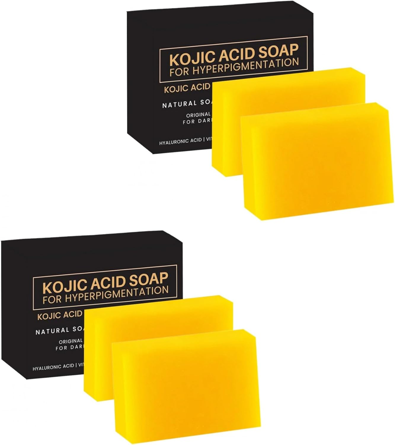 Wadayu 4PCS Natural Kojic Acid Soap Bar for Face & Body Clean, Smooth Skin and Moisturizing, Kojic Acid and Turmeric Skin Brightening Soap, 4X100G image number 2