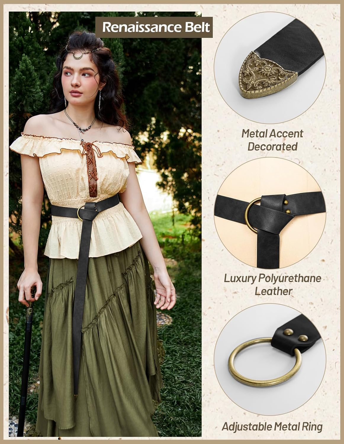 Scarlet Darkness Medieval Leather Belt Renaissance Accessory Pirate Viking Belt