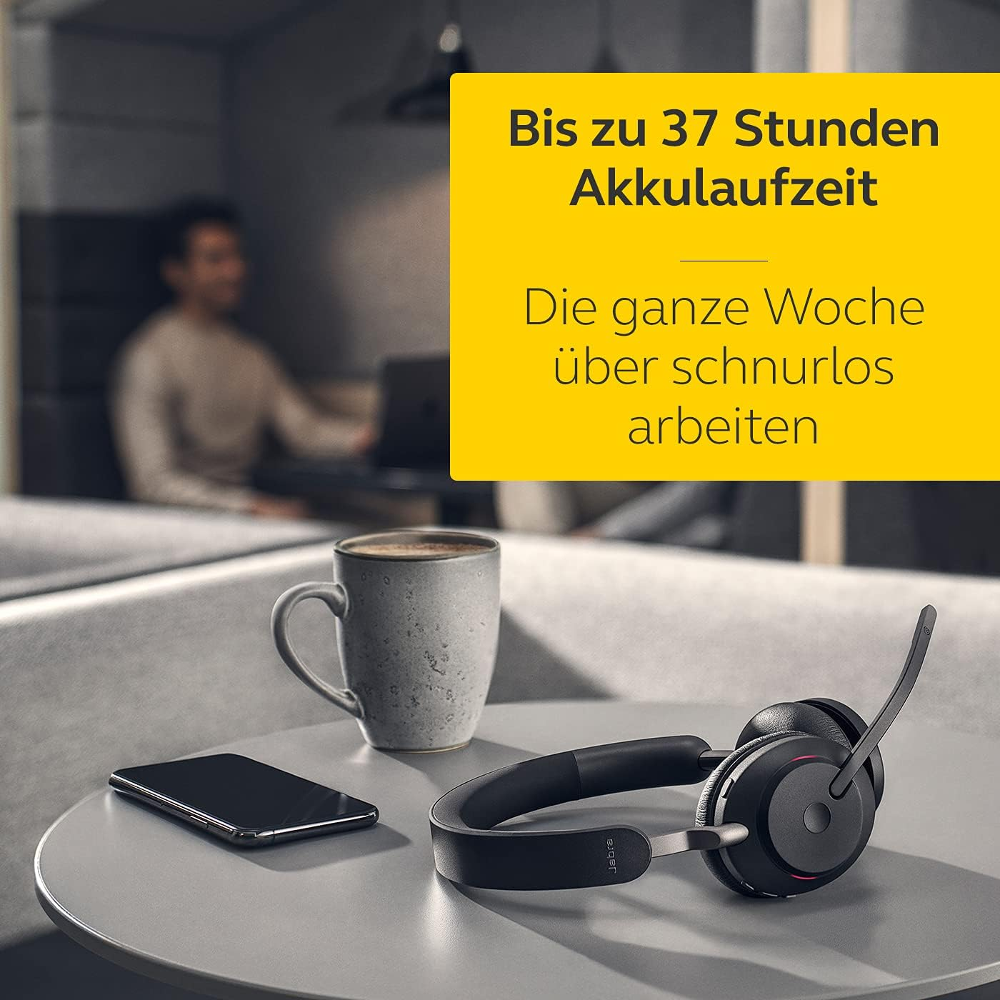 Jabra Evolve2 65 Wireless PC Headset &ndash; Noise Cancelling Microsoft Teams Certified Stereo Headphones with Long-Lasting Battery &ndash; USB-C Bluetooth Adapter &ndash; Black image number 5