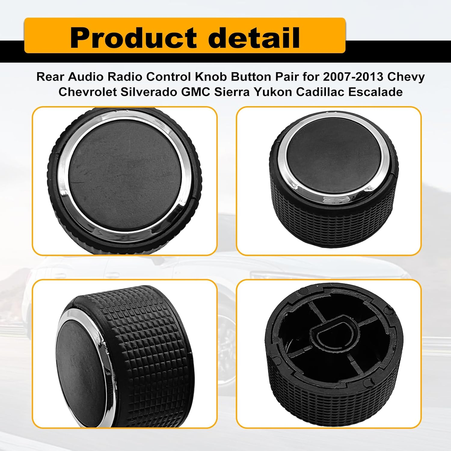 Pleoos Car Rear Radio Volume Control Knob, Radio Repair Kit Replacement Button Compatible with 07-13 Chevy Tahoe Chevrolet Silverado GMC Acadia Sierra Denali Yukon GM 22912547(2Pcs) image number 1