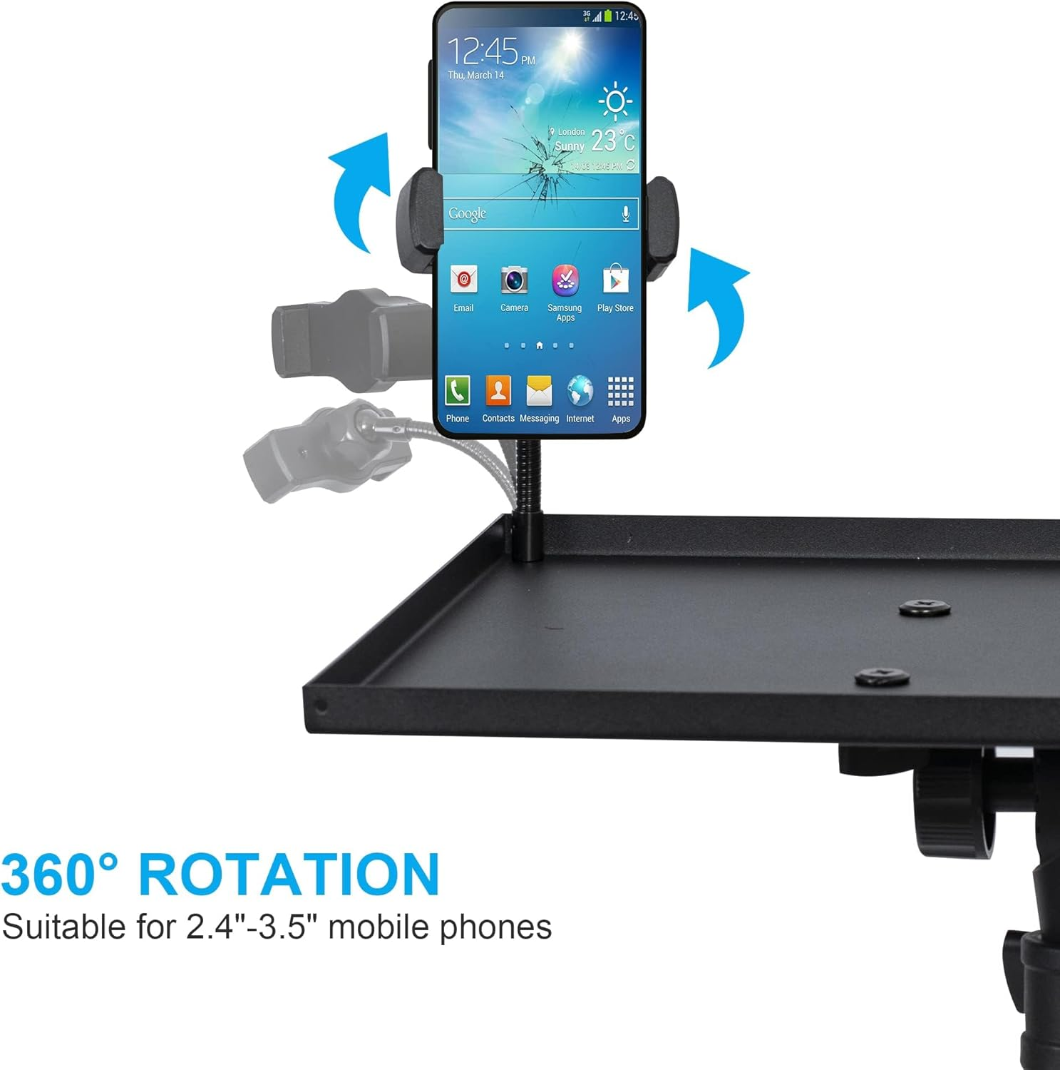 LXJNFAC Projector Stand Tripod from 23" to 46", Laptop Tripod Stand Height Adjustable with Gooseneck Phone Holder, Laptop Floor Stand for Office, Home, Stage, Studio, DJ Racks Holder Mount image number 4