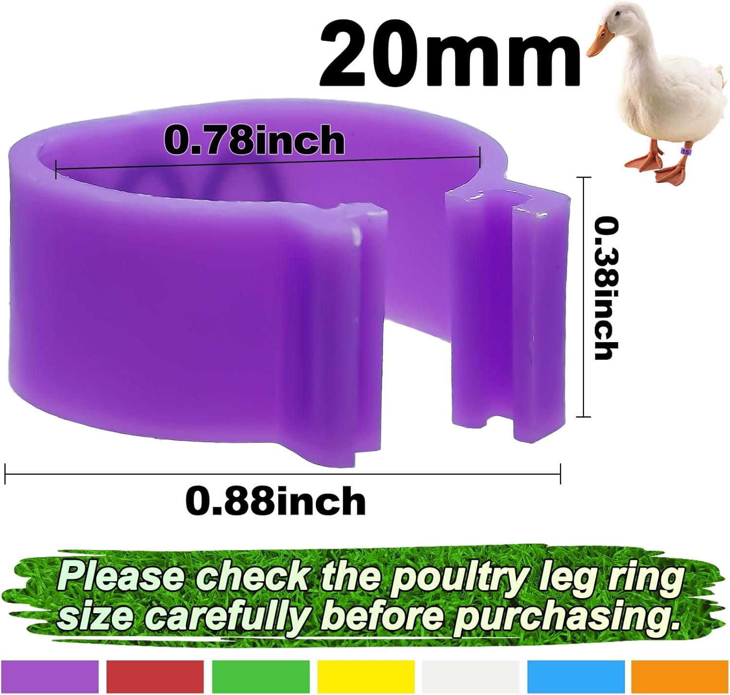 70 Pcs 20Mm Duck Leg Rings Colorful 01-70 Numbered Duck Identification Leg Bands, Duck Chicken Leg Tags Clip on Poultry Ankle Rings for Ducks Chicken Guinea Goose Gamefowl Turkey image number 2