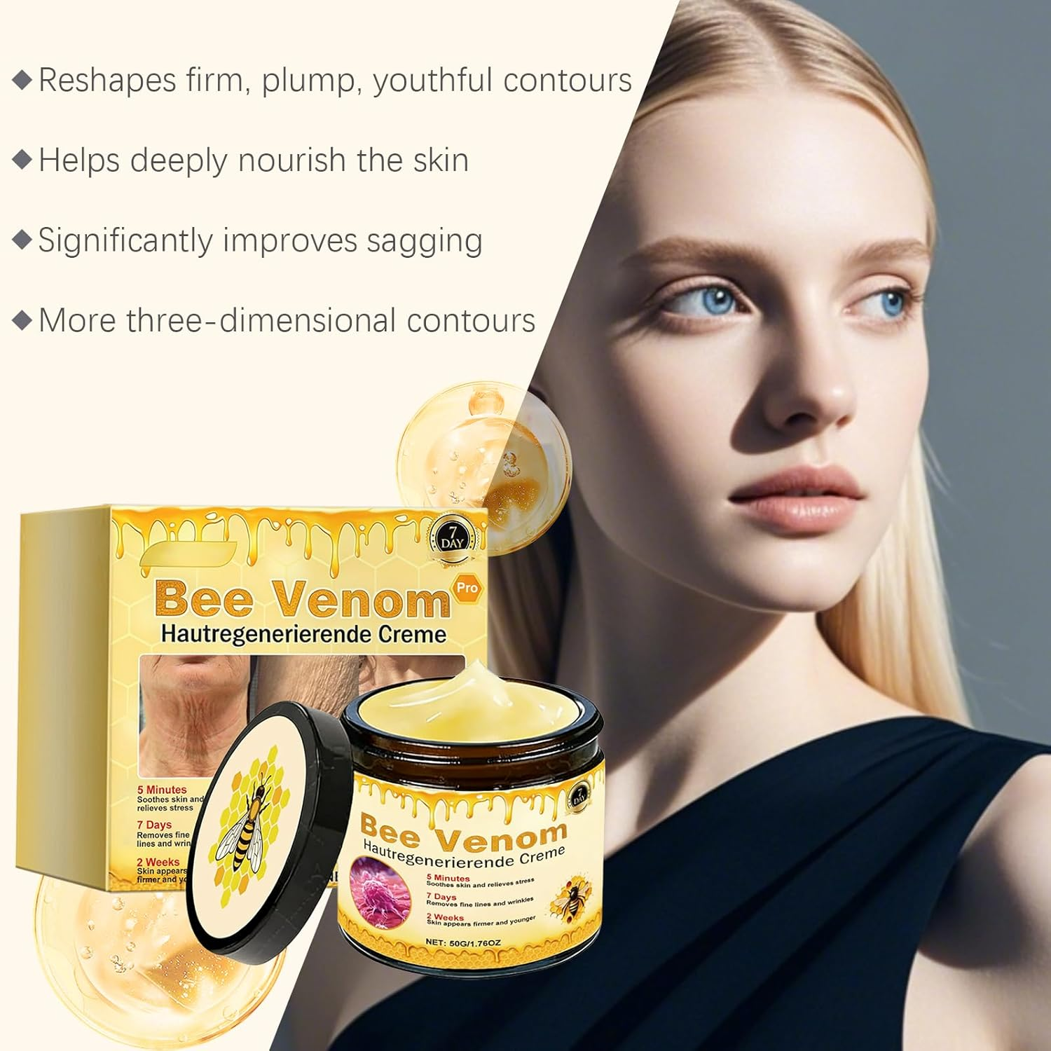 Bee Venom Skin Treatment Cream, Comprehensive Cream, Wrinkles and Fine Lines, Natural Moisturizer for All Skin Types, Gentle and Non-Irritating, Suitable for All Skin Types (1Pcs) image number 1