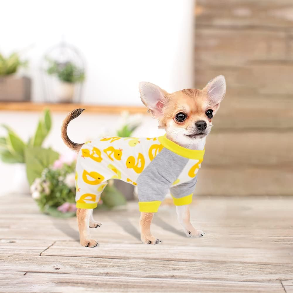 Sebaoyu Dog Onesie for Small Dogs, Chihuahua & Yorkie, Extra Small, Yellow, Duck Pattern image number 6