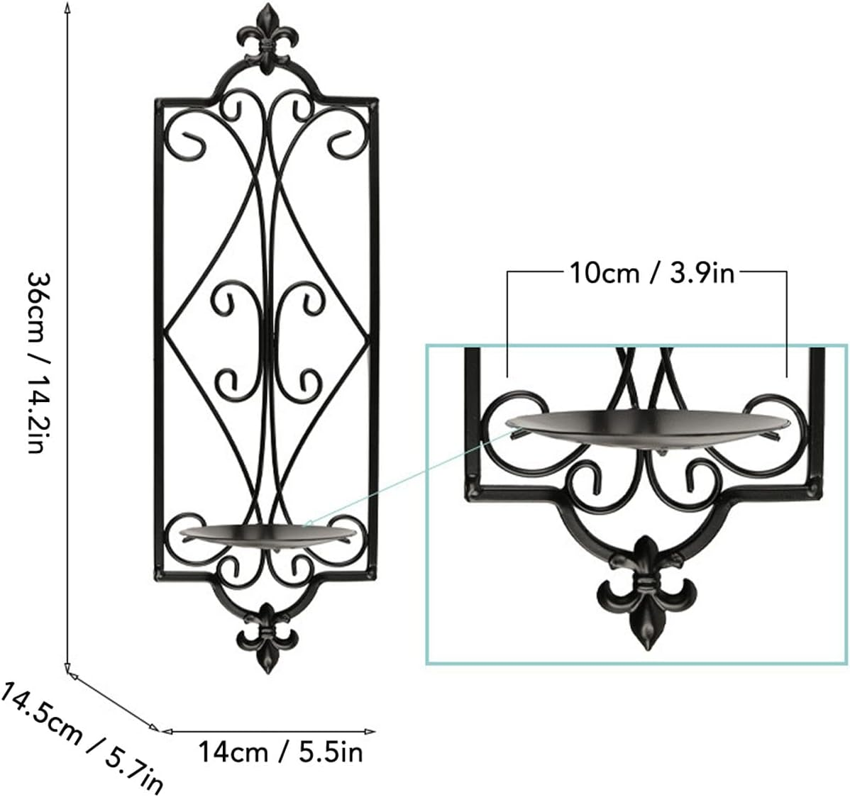 2Pcs Wall Sconce Candle Holder, Elegant Wall Decoration, and Strong Wall Sconce Candle Holder, for Bedroom, Bathroom, Dining Room image number 2