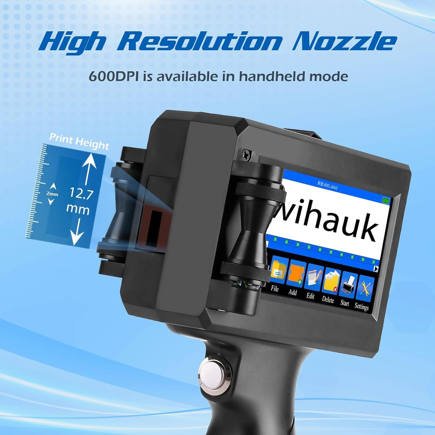 Handheld Inkjet Printer - 4.3" Touch Screen & Drying Ink Cartridge, Supports 28 Languages & QR Code Barcode - Ideal for Printing Production Dates, Times, Logos & Batches