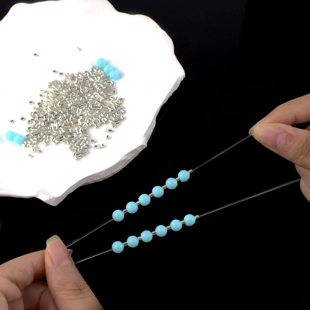 500 Pieces Tube Crimp Beads for Jewelry Making 2MM Crimping Beads for DIY Necklace Earring Bracelet Crimp Stopper Silver Tube Crimp End Brass Crimp Tube Spacer Tiny Loose Crimp Tube Bead (Silver) image number 1