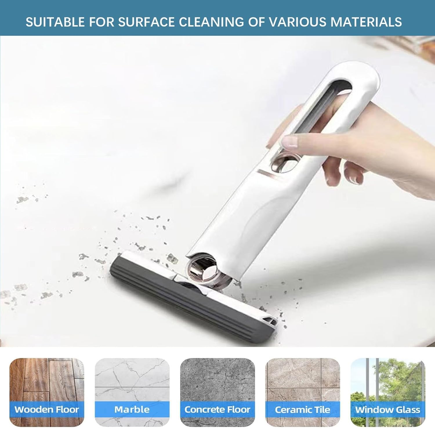 Self Squeezing Mini Mop,Portable Sponge Mop for Easy Cleaning Perfect for Kitchen Bathroom Living Room Car and Glass Mini Mop Designed for Corners and Small Spaces image number 1