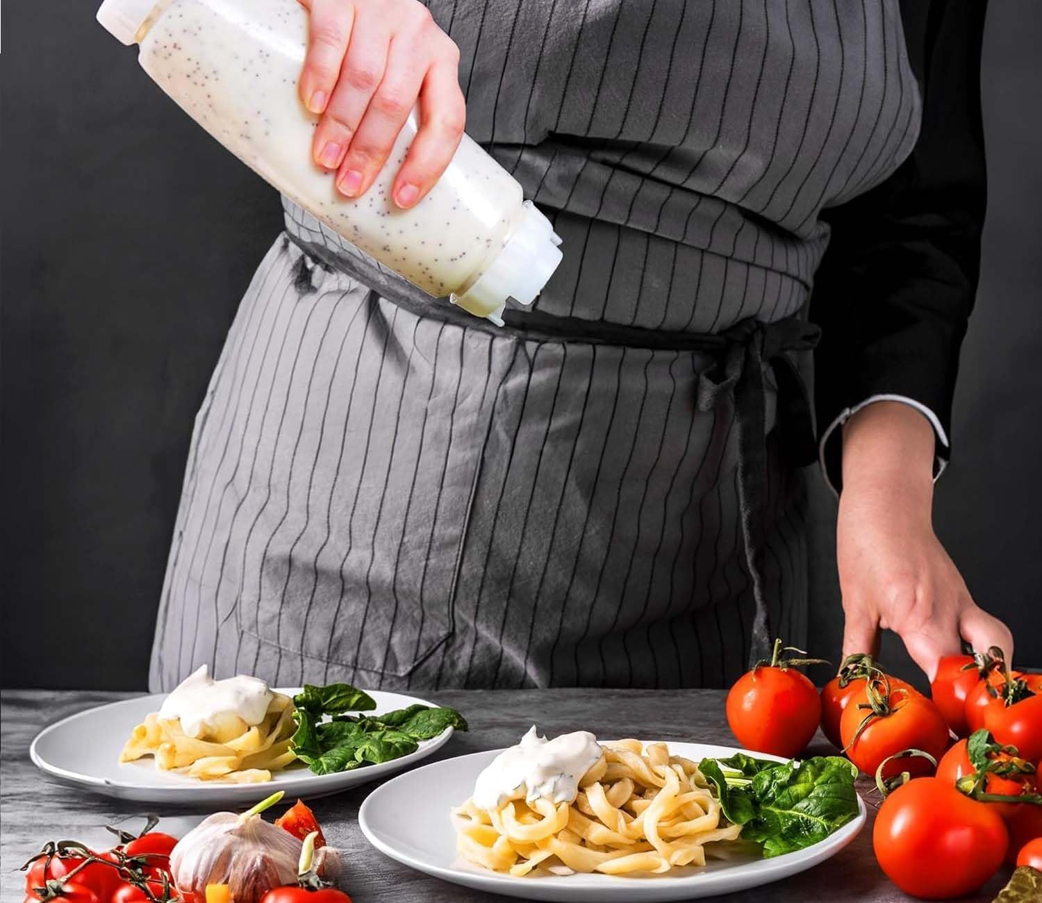 16Oz Inverted Plastic Squeeze Bottles,Condiment Squeeze Bottles for Sauces, Refillable Large Valve Dispenser Ketchup Sour Cream Squeeze Bottles for Restaurants Catering (6 Pcs) image number 3