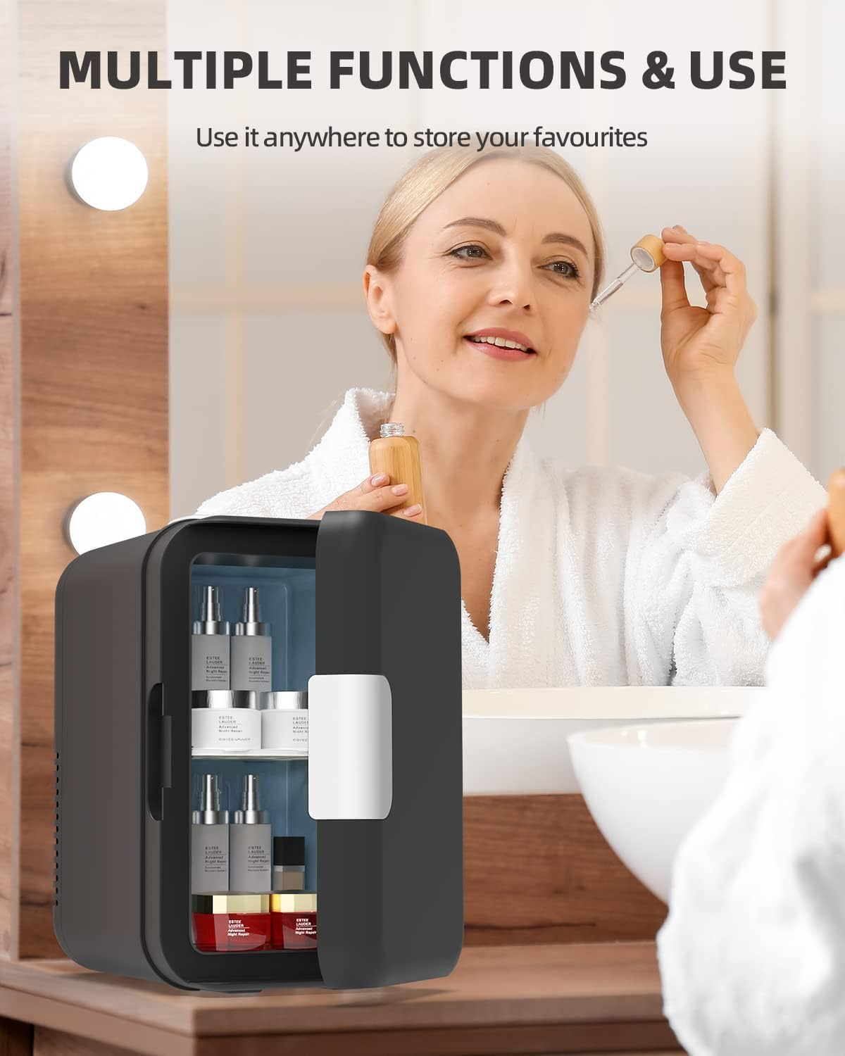 4L Portable Mini Fridge Compact Personal Fridge Car Refrigerator, Black