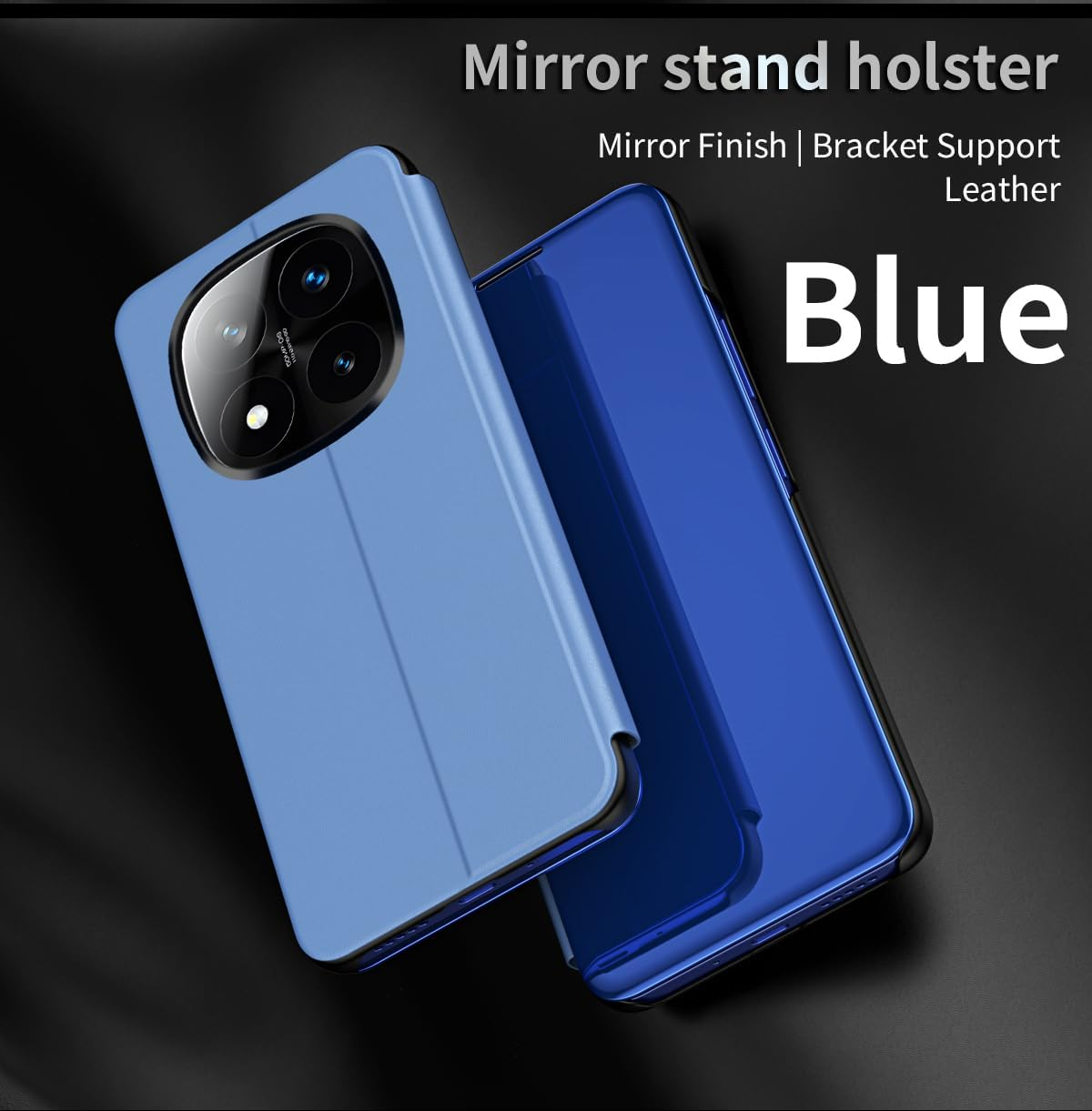 SIYOPINPFY Case for Redmi Note 14 Pro+ 5G Case, Deluxe Glitter Plated Mirror Makeup Shell Cover 360 Full Body Shockproof Protection with Clear View Phone Case for Redmi Note 14 Pro+ 5G, Mirror Blue image number 5
