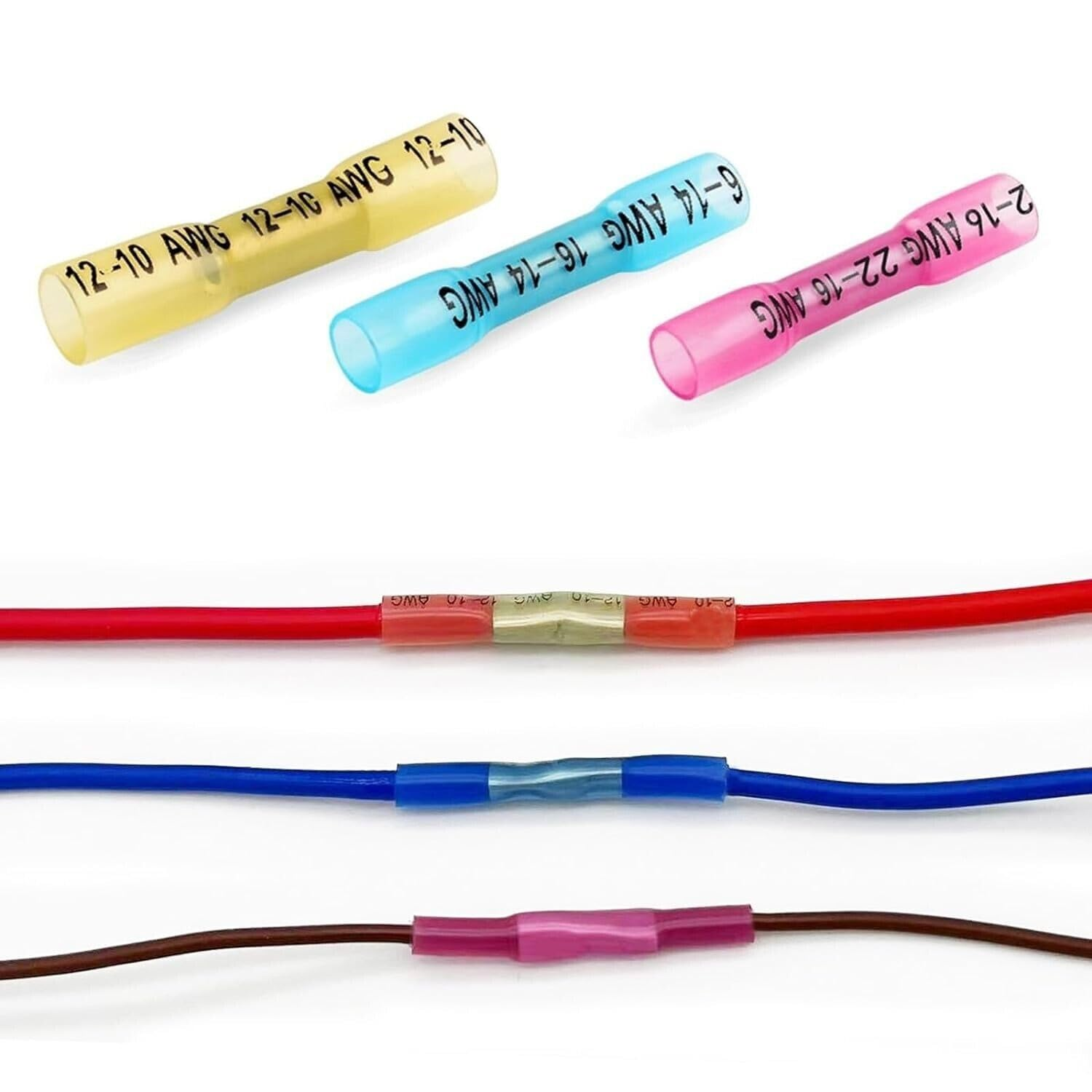 240PCS Heat Shrink Wire Connectors Waterproof Insulated Automotive Marine Electrical Terminals Kit Crimp Assortment Ring Fork Hook Spade Butt Splices