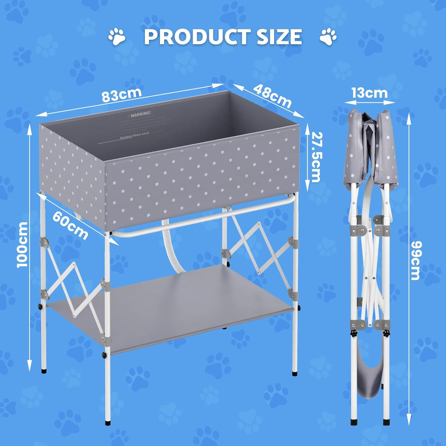 Advwin Portable Dog Bath Tub, Elevated & Foldable Pet Shower Station with Quick Drainage, Bathing Tub for Washing & Grooming Small and Medium Size Dogs, Cats and Other Pet, Indoor & Outdoor image number 3