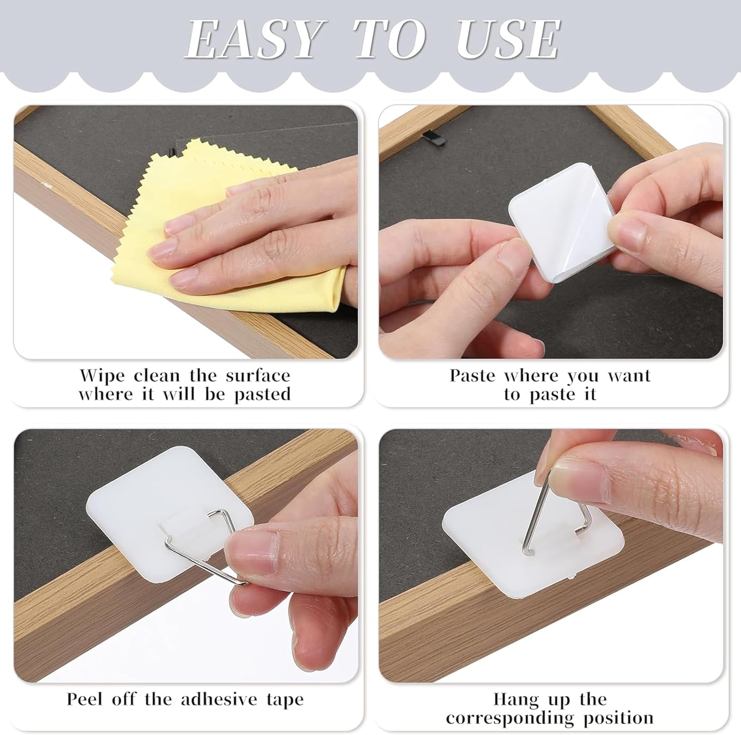 30 Pcs Adhesive Picture Hanger, Adhesive Hooks for Hanging Pictures without Nails,Vertical Hanging Hooks,Plastic Picture Sticky Hangers for Home Kitchen Picture Photo Frame Plate Wall Art(3 Sizes) image number 1