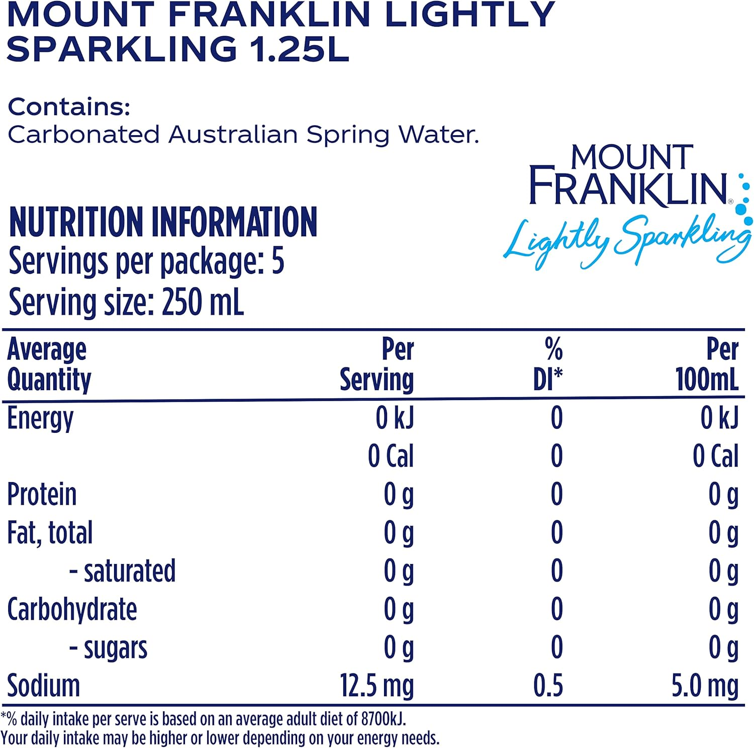 Mount Franklin Lightly Sparkling Water Multipack Bottles 1.25L X 12 image number 3