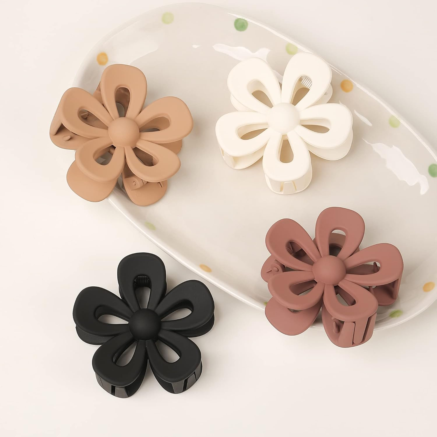 Flower Hair Claw Clip for Women Girls - Cute Matte Flower Non Slip Big Hair Clips for Thick Hair - Strong Hold image number 5