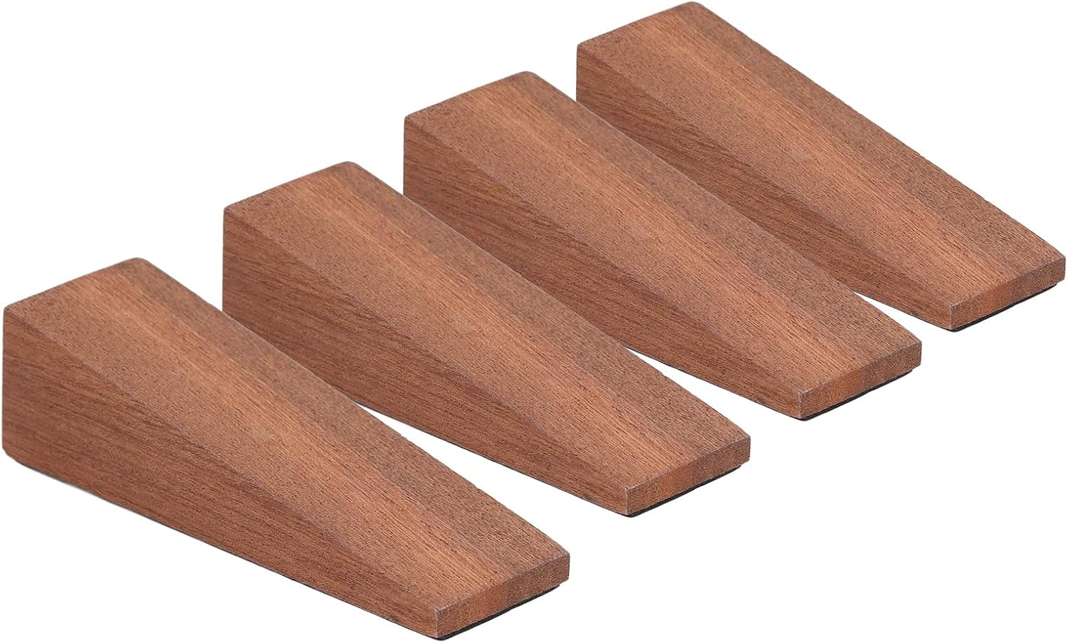 Wooden Door Stopper, 4 Pcs anti Slip Door Stopper Solid Wood Door Wedge Dark Brown Triangular Door Wedge Wooden Firefighter Door Stopper for Door Bottom Seam image number 5