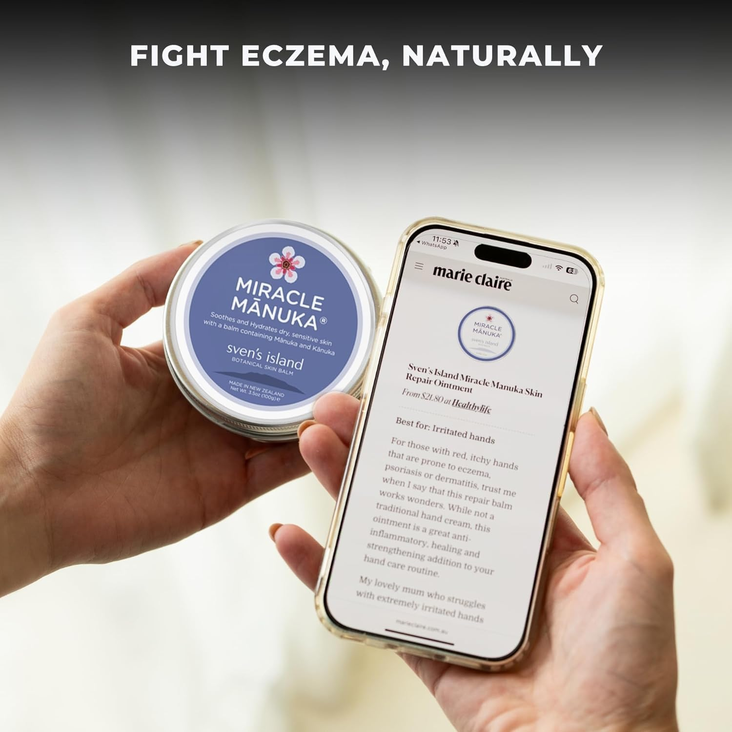 Miracle Manuka Natural Skin Balm (100G) | Botanical Blend with Manuka & Kanuka Oils | Nourishes & Soothes Dry, Sensitive Skin | Made in New Zealand image number 3