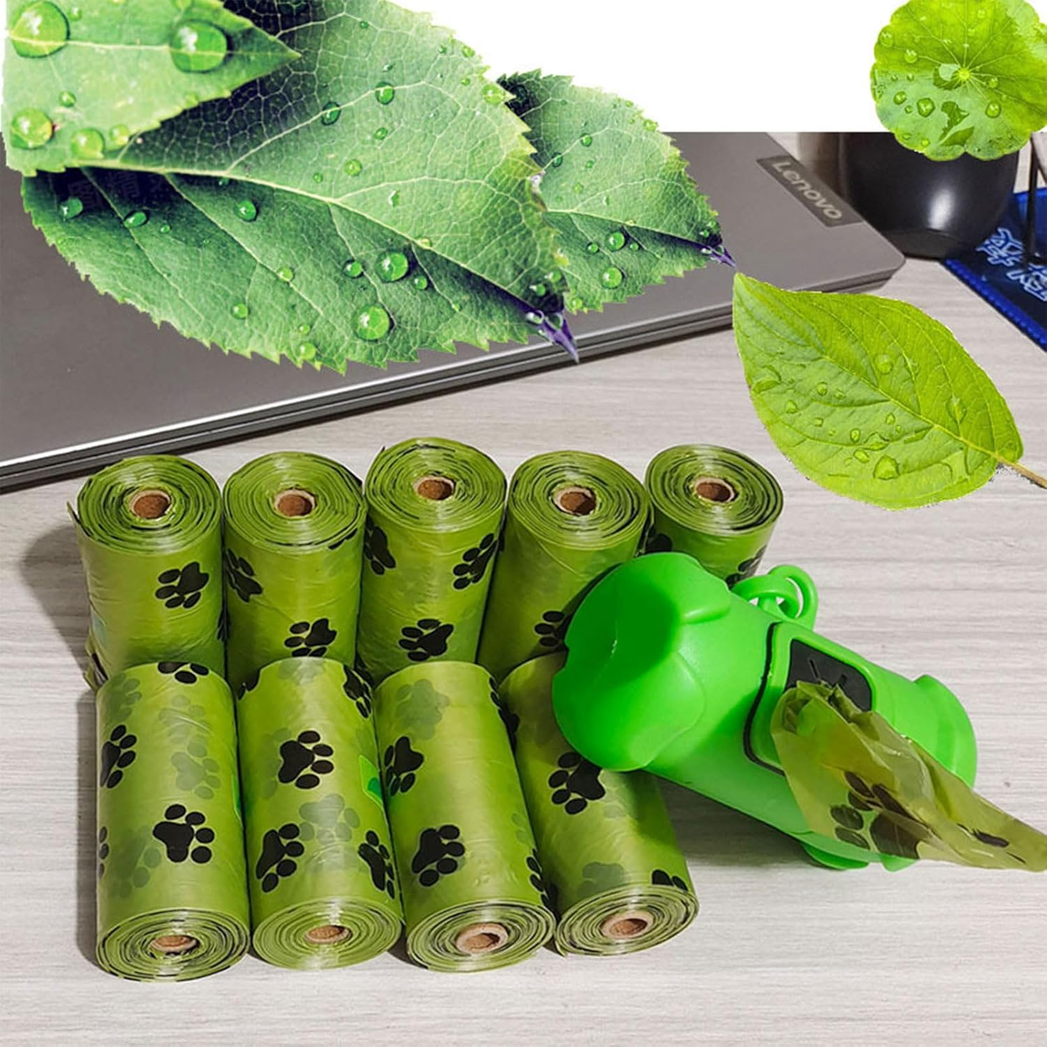 Biodegradable Dog Waste Bags with Dispenser, Bags for Dogs, Waste Bags for Dogs (120 Units, 8 Rolls), Green image number 2