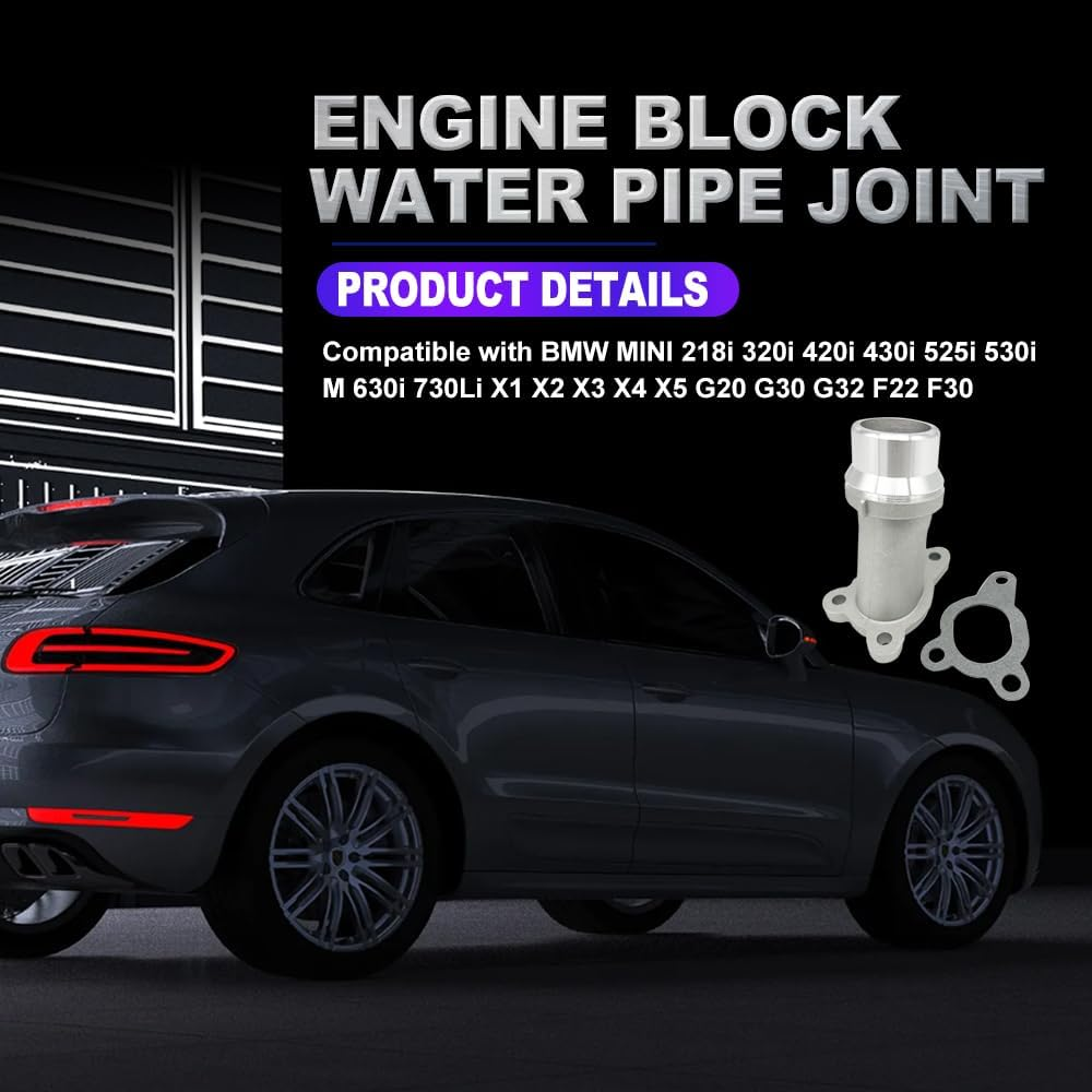 11118511205 Aluminum Engine Coolant Water Pipe Connector Compatible with BMW 1 2 3 4 5 6 7 Series X1 X2 X3 X4 X5 | Compatible with MINI F55 F56 2013-2019 | Replaces Plastic OE Coolant Flange image number 3