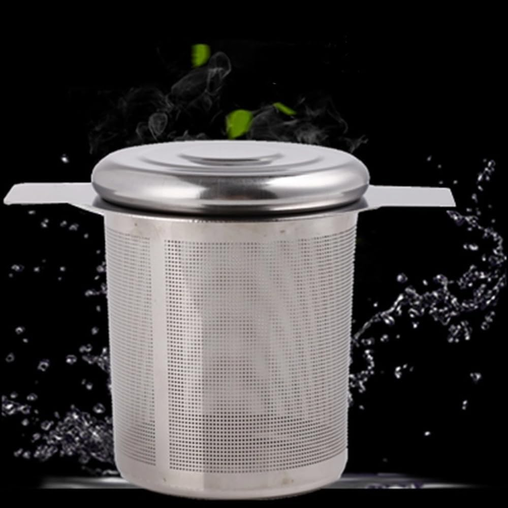 Poemtian Tea Filter Strainer Tea Infuser Stainless Steel Tea Filter Strainer with Lid and Double Handles Loose Leaf Tea Mesh Strainer image number 4