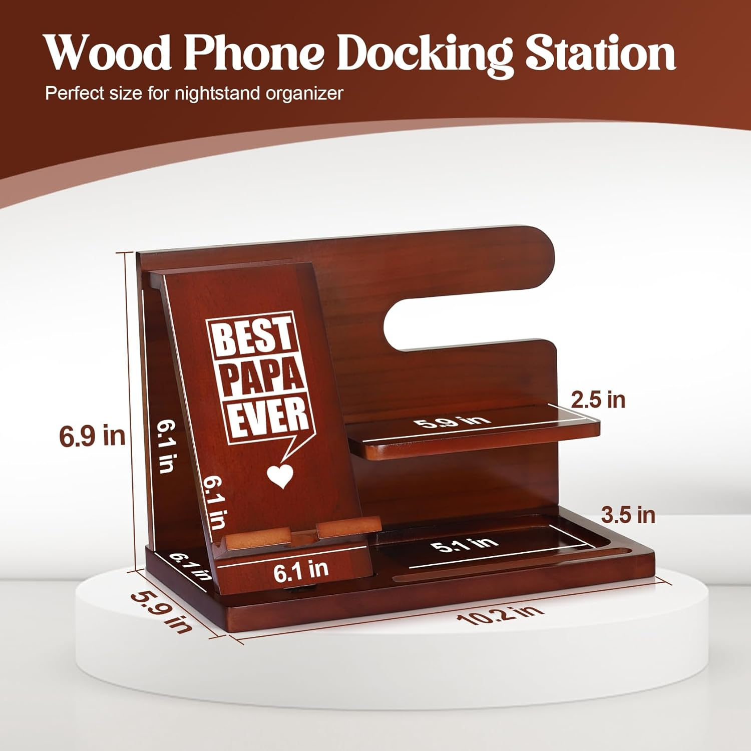 Papa Gifts, Fathers Day Papa Gifts, Wood Phone Docking Station, Fathers Day Birthday Gift from Grandchildren, Christmas Stocking Stuffers, Phone Stand image number 6