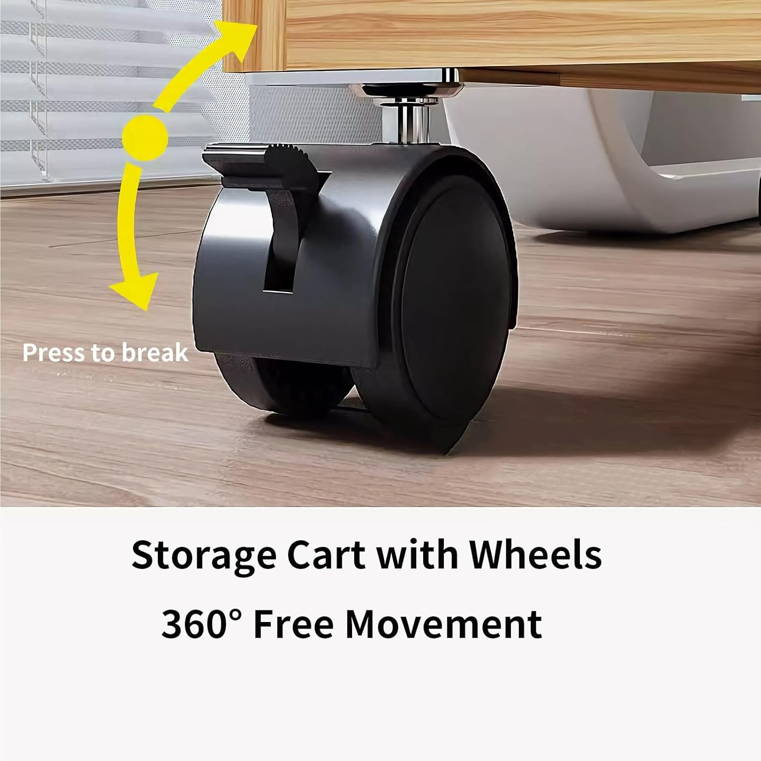 Rolling Storage Cart on Wheels, 2-Tier Wooden Book Cart Rolling Organizer, Utility Organizer, Multi-Functional Movable Trolley Bookshelf image number 1