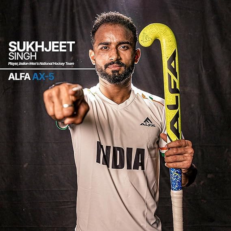 ALFA AX5 Hockey Stick| Color: Fluro Yellow | Size: 36.5" | Material: 50% Carbon Composite | Gender: Unisex | Scoop Bend for Drag Flicks | Ergonomic Grip for Control | Lightweight for Speed image number 5