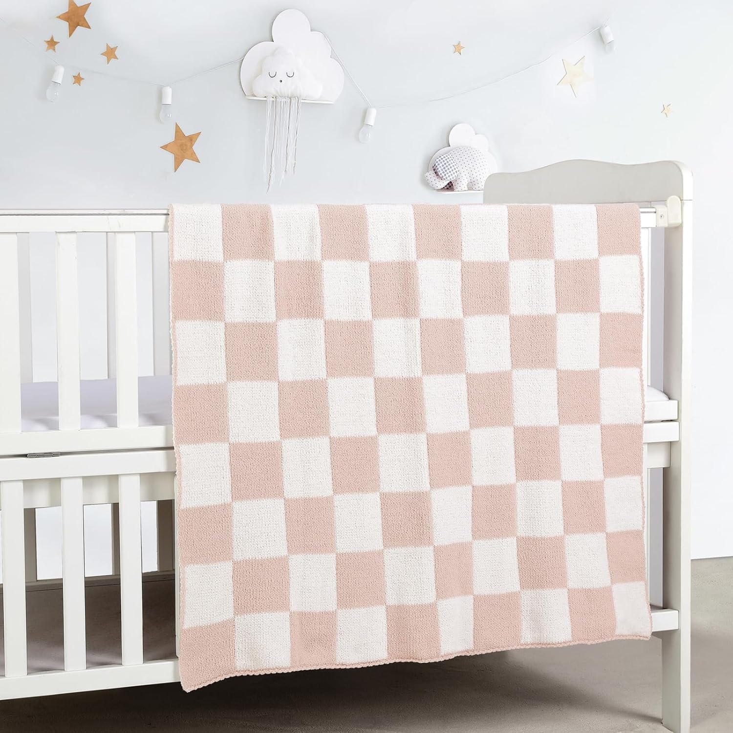 CREVENT Set for Girls -Diaper Caddy Organizer Basket with 2 Blankets, 1 Taggie, 1 Lovey, 3 Socks，1 Headband，1 Gift Bag with Ribbon - Newborn Essential Gift Set (Pink) image number 1