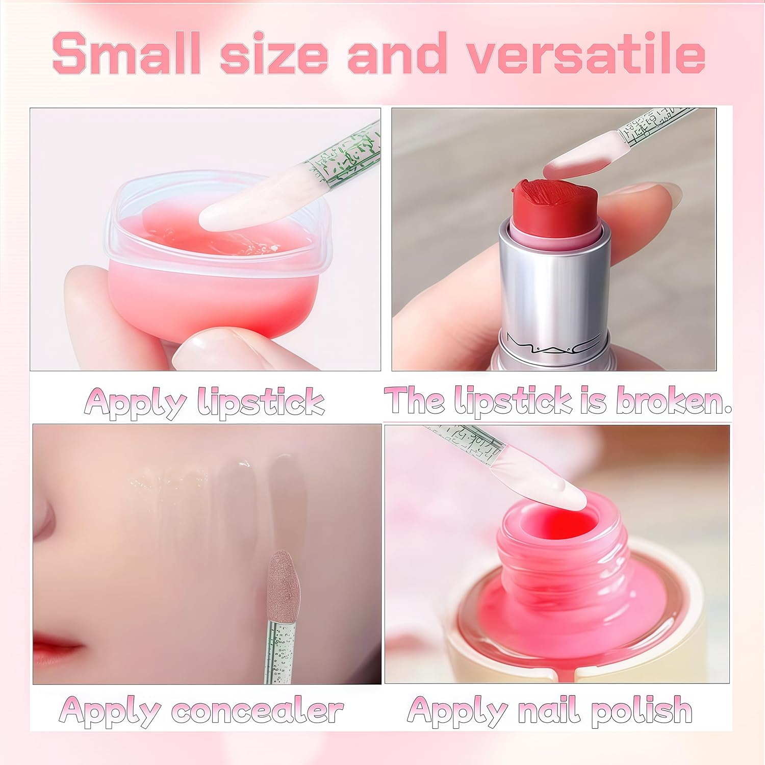 QIAOXUFE 200Pcs Make-Up Lipstick Brush, Lip Gloss, Concealer Brush, Lipstick Stick Applicator, Lip Applicator Tool for Perfect Lip Makeup（50Pcs Pink+50Pcs Blue+50Pcs Purple+50Pcs Black)Crystal Stick Lip Brush image number 2