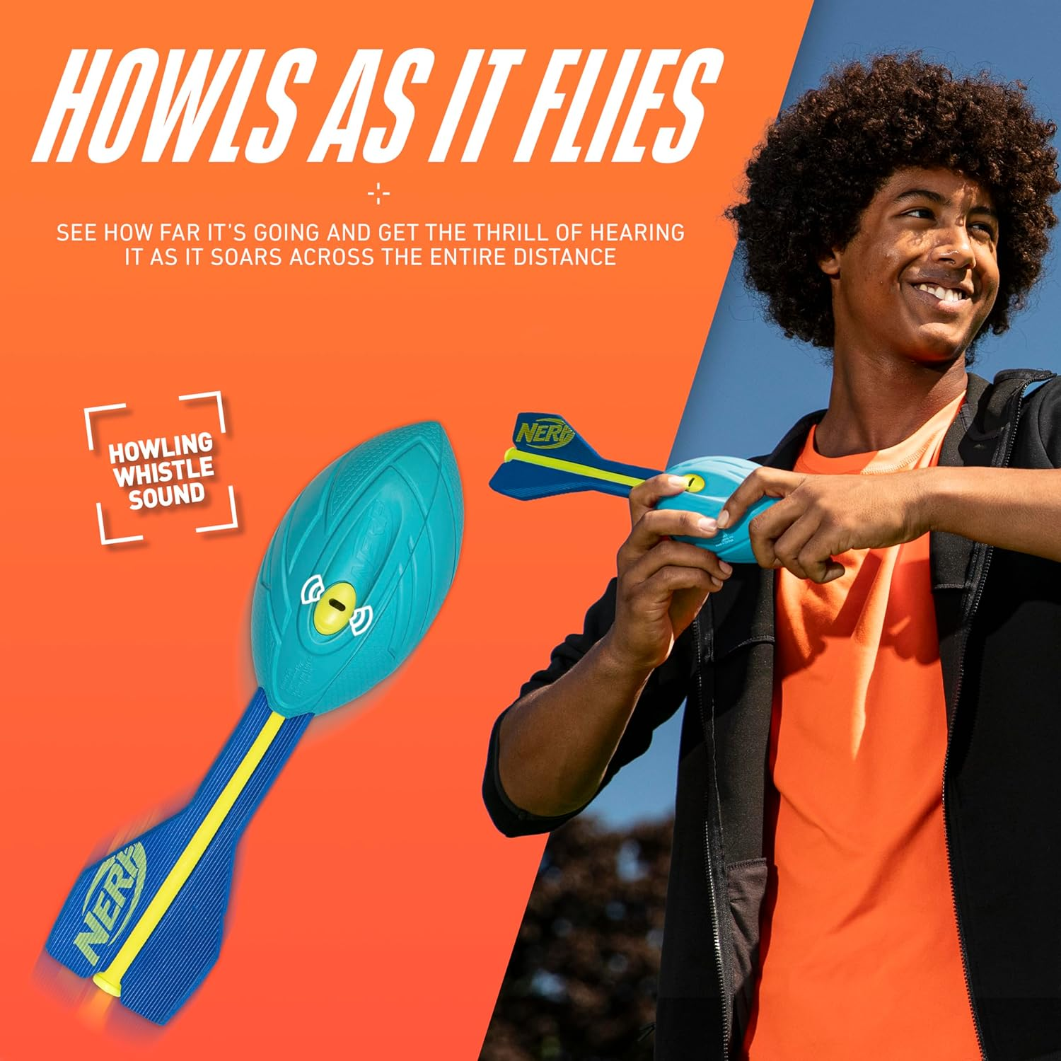 Nerf Vortex Aero Howler Foam Ball &ndash; Classic Long-Distance Football - Flight-Optimizing Tail - Hand Grip &ndash; Indoor and Outdoor Fun